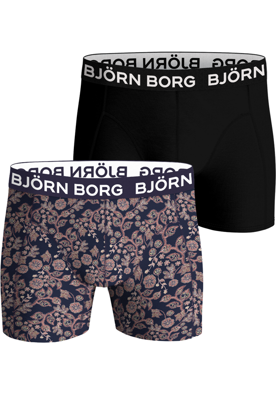 Bjorn Borg Bamboo Cotton Blend boxers, heren boxers normale lengte (2-pack), zwart, print Bjorn Borg Bamboo Cotton Blend boxers, heren boxers normale lengte (2-pack), zwart, print