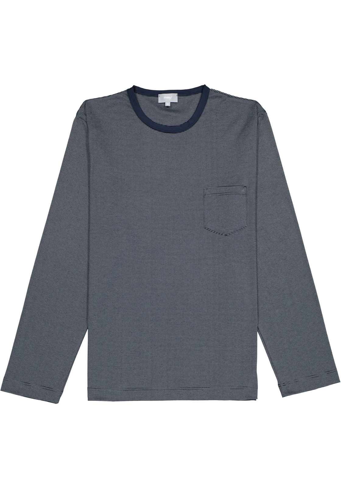2-4004124531521_mey_pyjama__HR Mey heren pyjama Bennison, blauw heel fijn gestreept