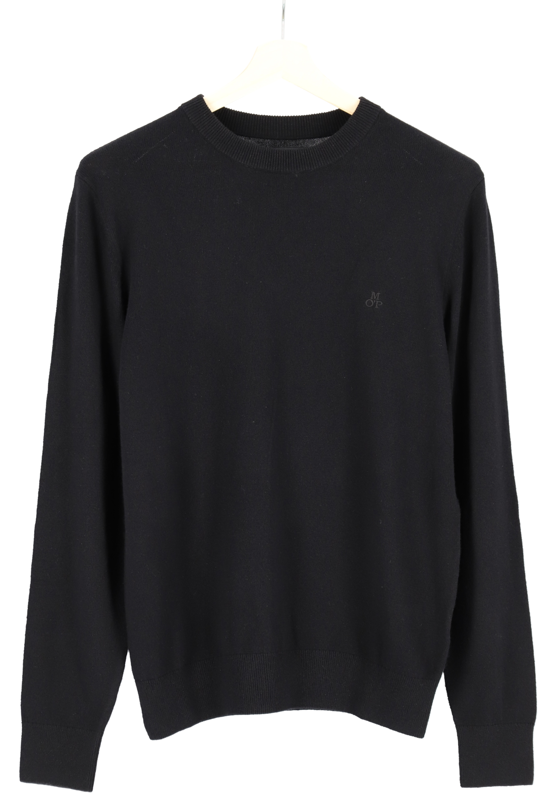 6-7325868307027-Marc_OPolo-MP_TR_zwart_329514460504990_hanger_HR Marc O'Polo regular fit pullover, heren trui wol- met katoenmengsel met O-hals, zwart (middeldik)