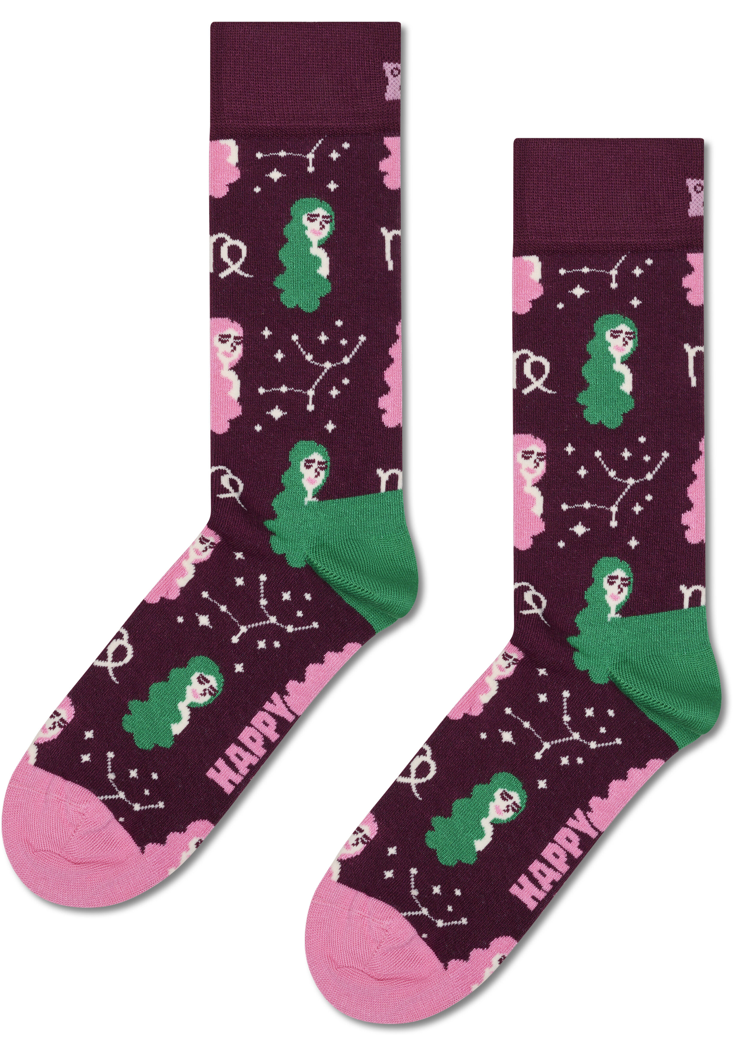 Happy Socks Virgo Sock, unisex sokken, donkerrood