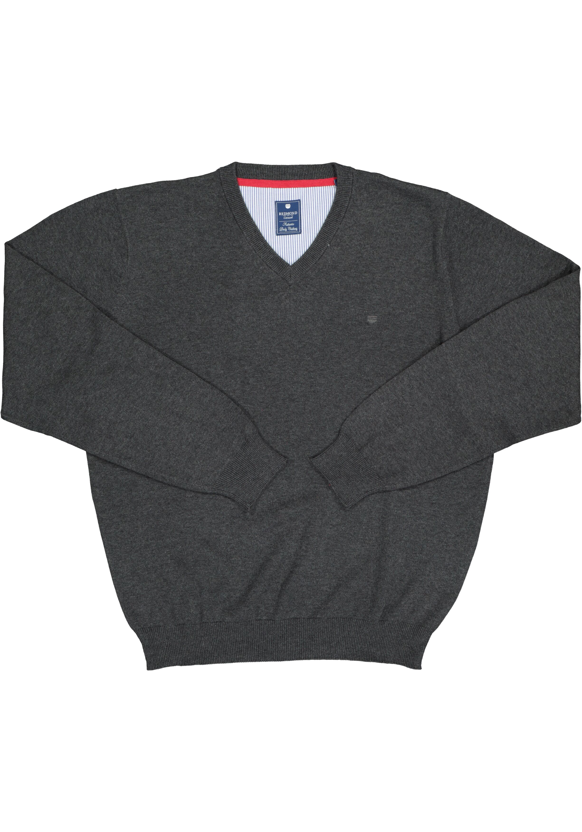 Redmond heren trui katoen, V-hals, antraciet