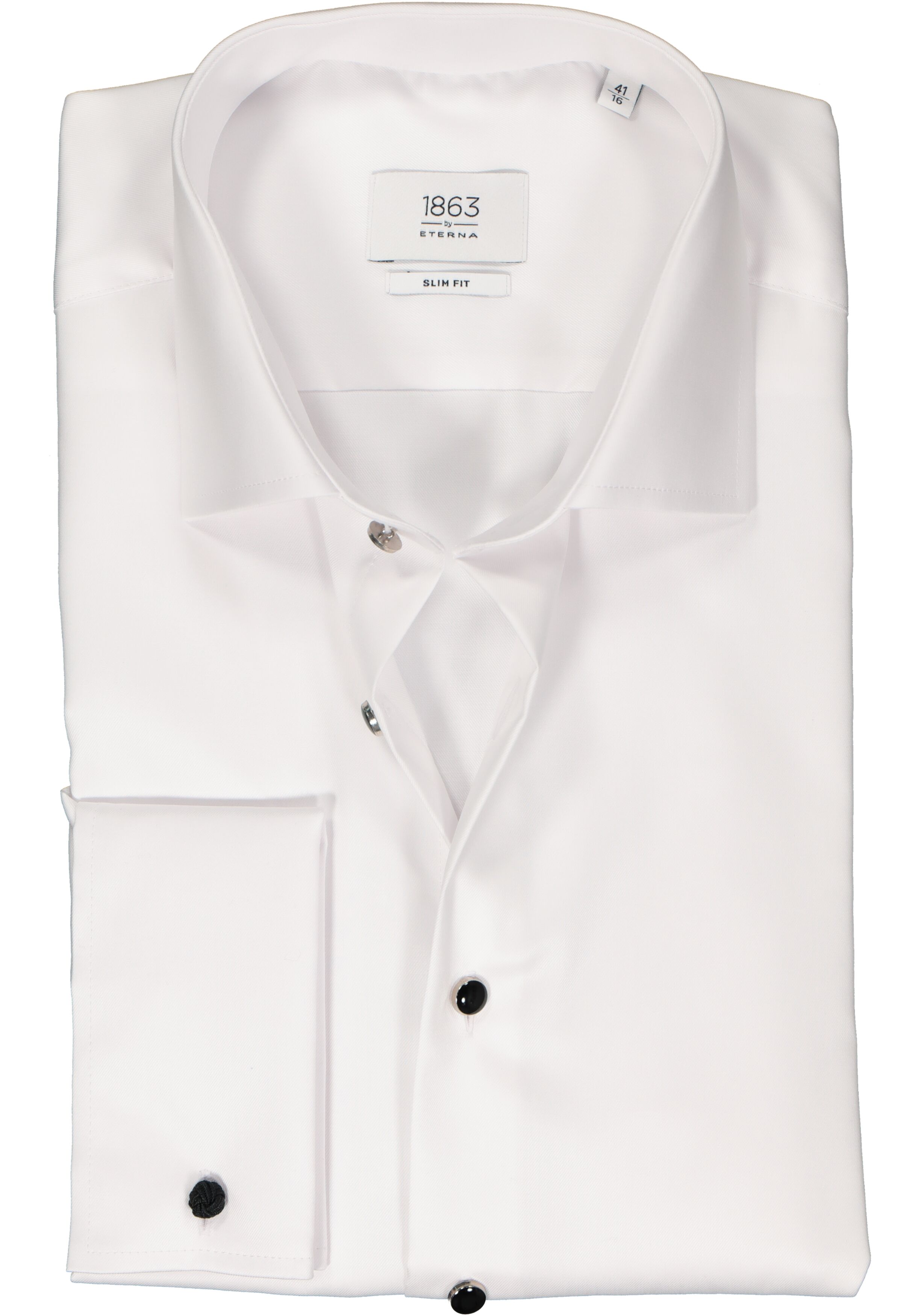 ETERNA slim fit overhemd, twill met dubbele manchet, wit