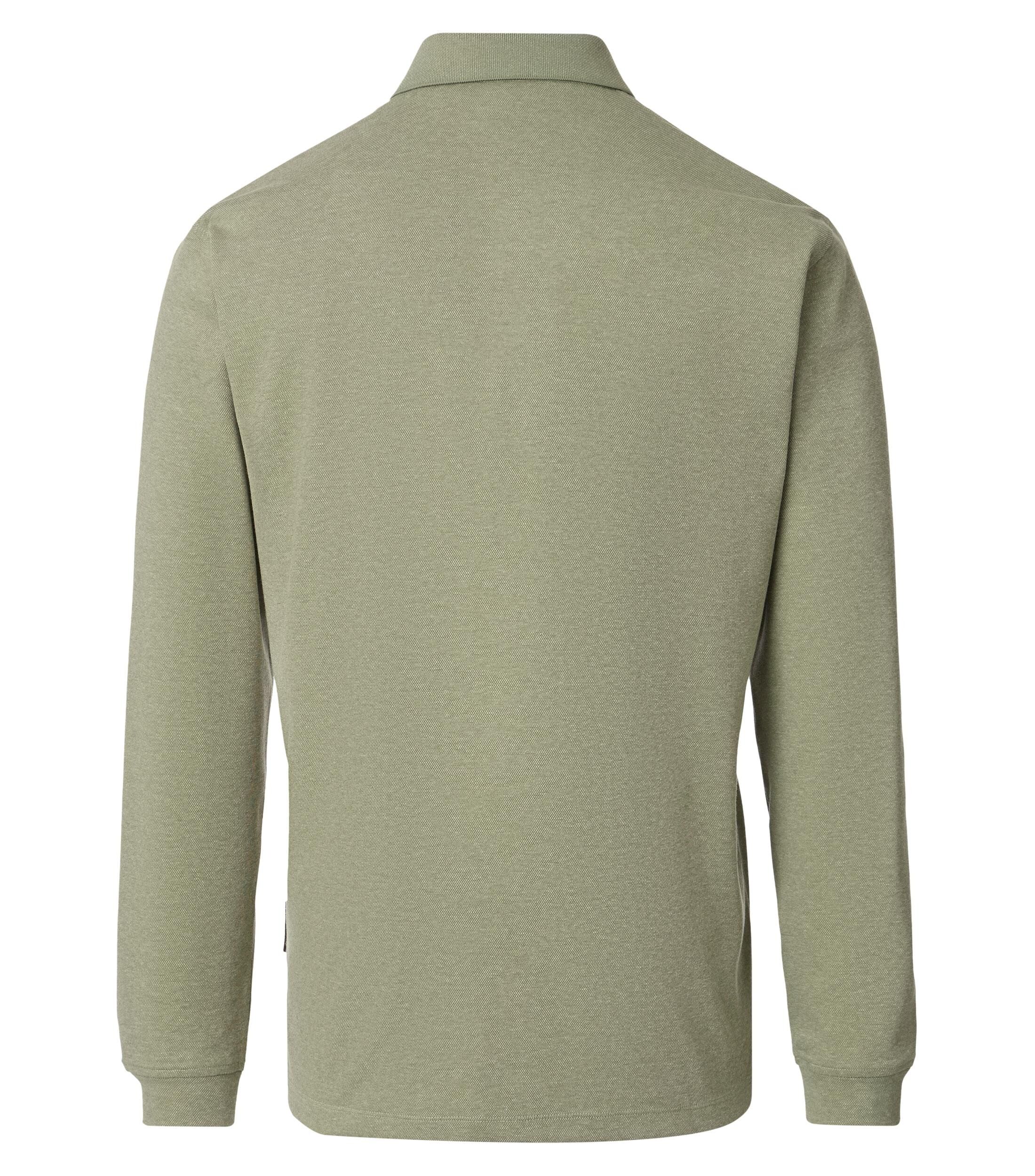CASA MODA comfort fit heren polo lange mouw, turquoise dessin