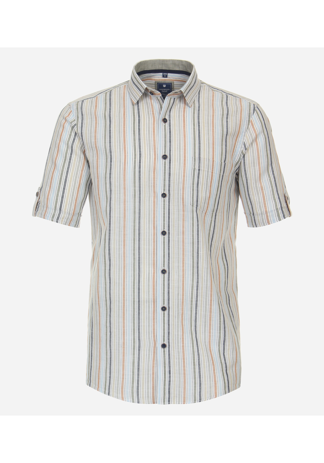 image_2_4c7c628c831a515395a14b5ccdf14d46jpgautoformatbgF3F3F3blend-alpha100blend-colorF3F3F3blend-modedarkenfitclampp Redmond comfort fit overhemd, korte mouw, popeline, groen gestreept