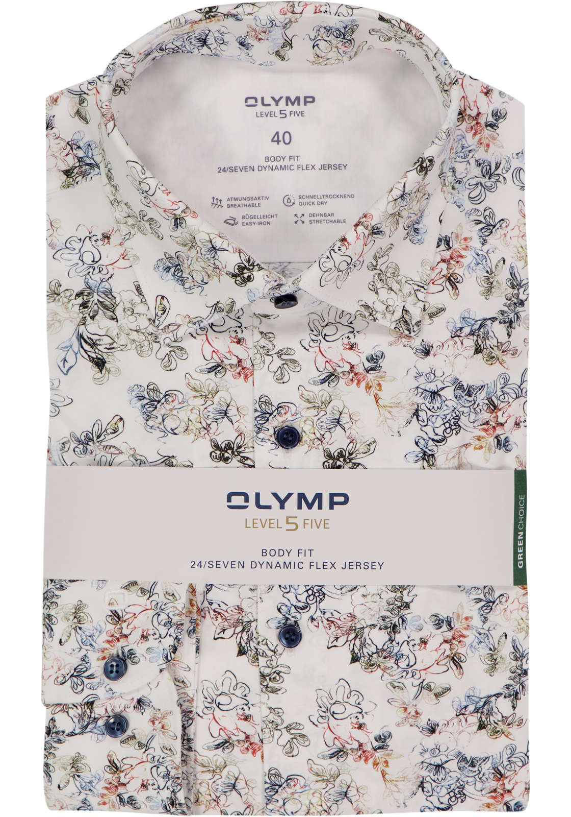 OLYMP 24/7 Level 5 body fit overhemd, tricot, wit dessin OLYMP 24/7 Level 5 body fit overhemd, tricot, wit dessin