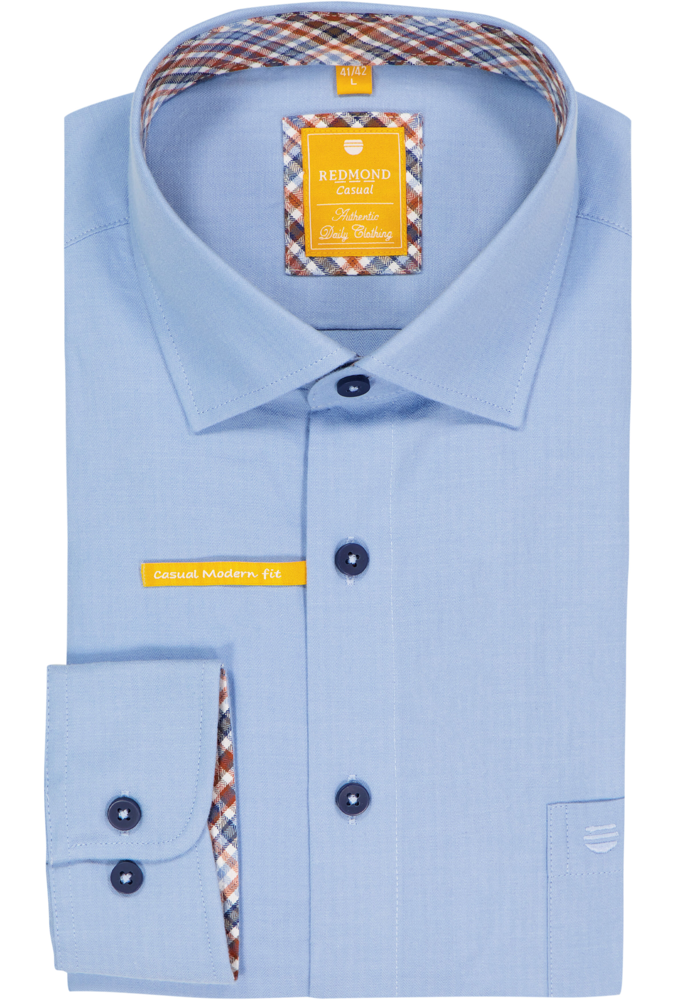 Redmond modern fit overhemd, twill, jeansblauw