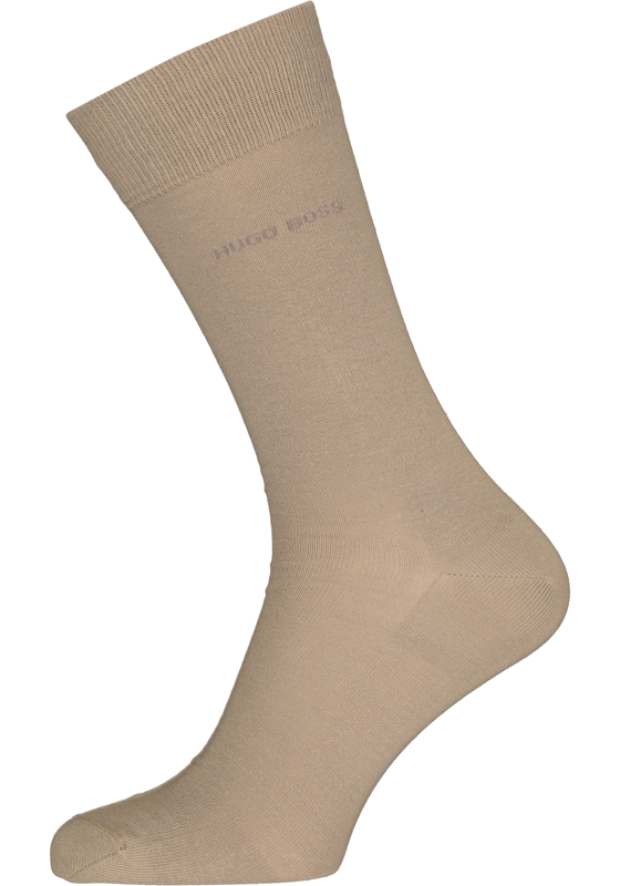 HUGO BOSS Cotton Uni (2-pack), herensokken katoen, beige HUGO BOSS Cotton Uni (2-pack), herensokken katoen, beige