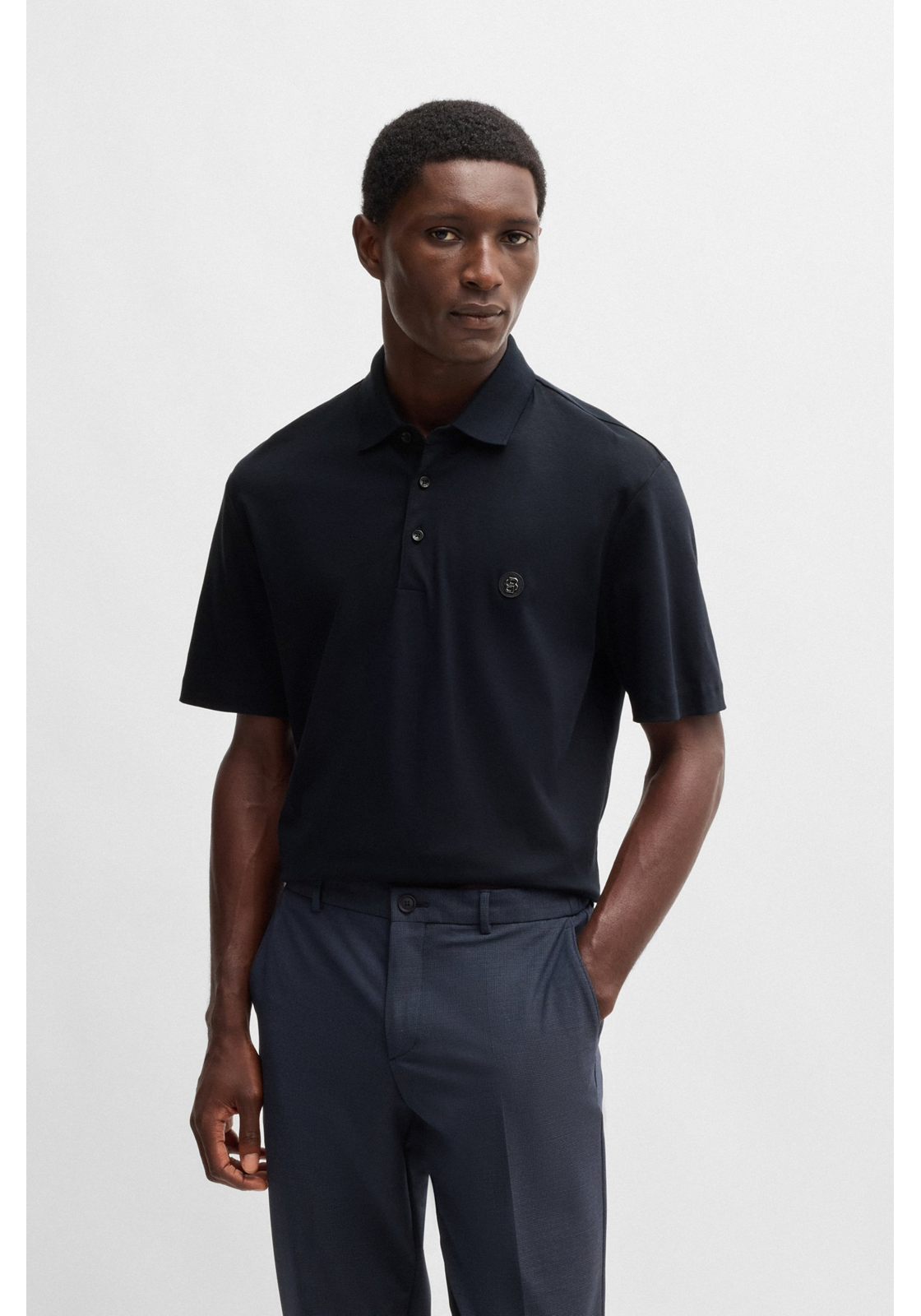 BOSS Parris regular fit heren polo, pique, donkerblauw BOSS Parris regular fit heren polo, pique, donkerblauw