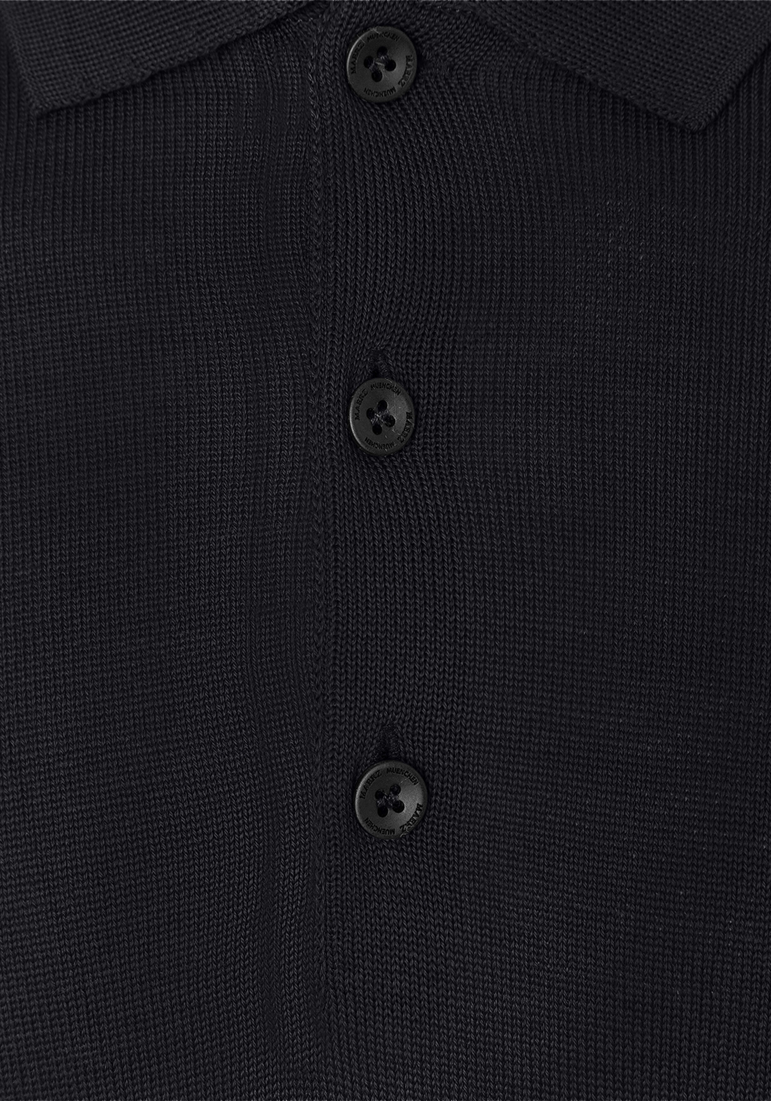 MAERZ Classic Fit heren trui met polokraag wol, zwart