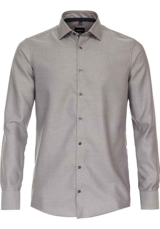 VENTI modern fit overhemd, dobby, beige, wit, blauw mini dessin VENTI modern fit overhemd, dobby, beige, wit, blauw mini dessin