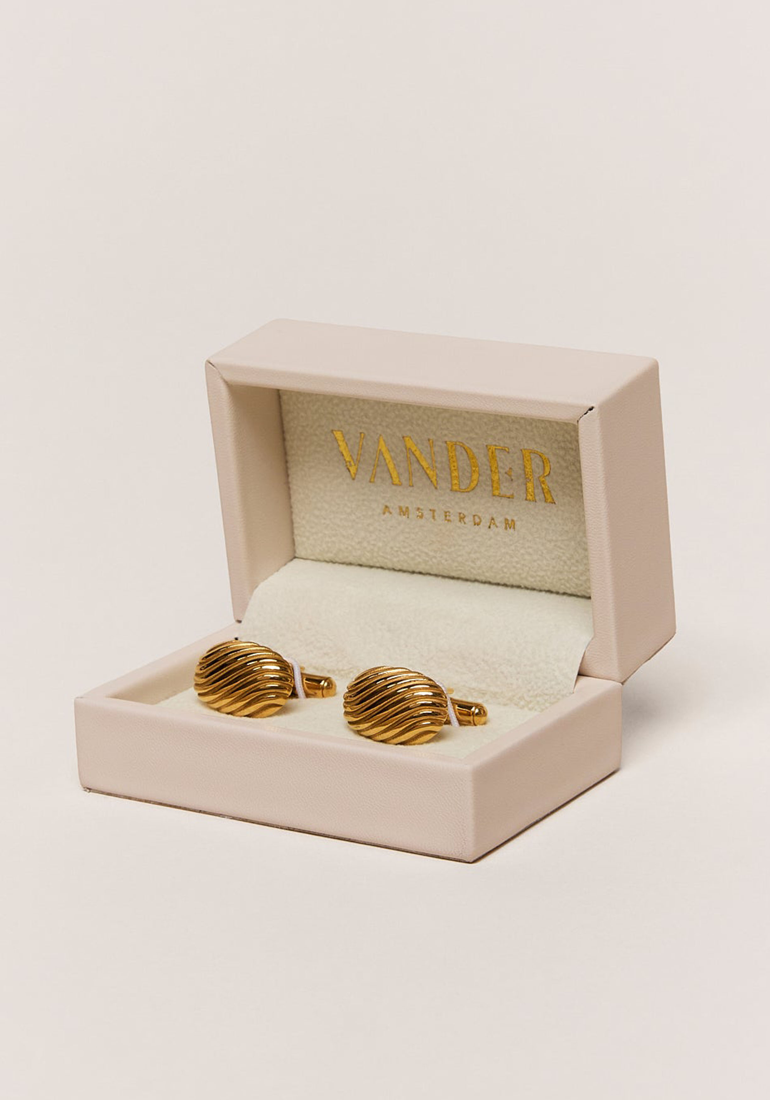 Vander Amsterdam manchetknoop Amalia, RVS, goud