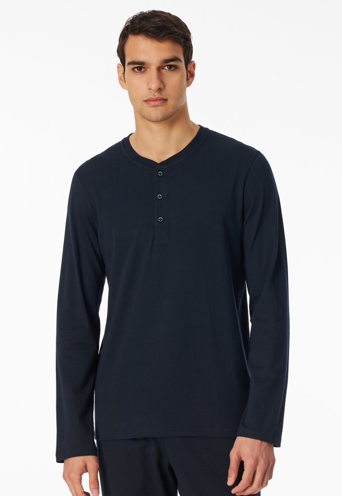 SCHIESSER Mix + Relax Shirt 1/1 arm, heren T-shirt lange mouw, nachtblauw