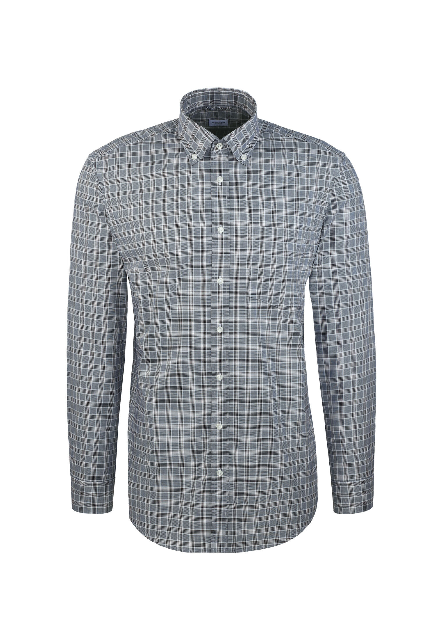 Seidensticker regular fit overhemd, popeline, blauw geruit