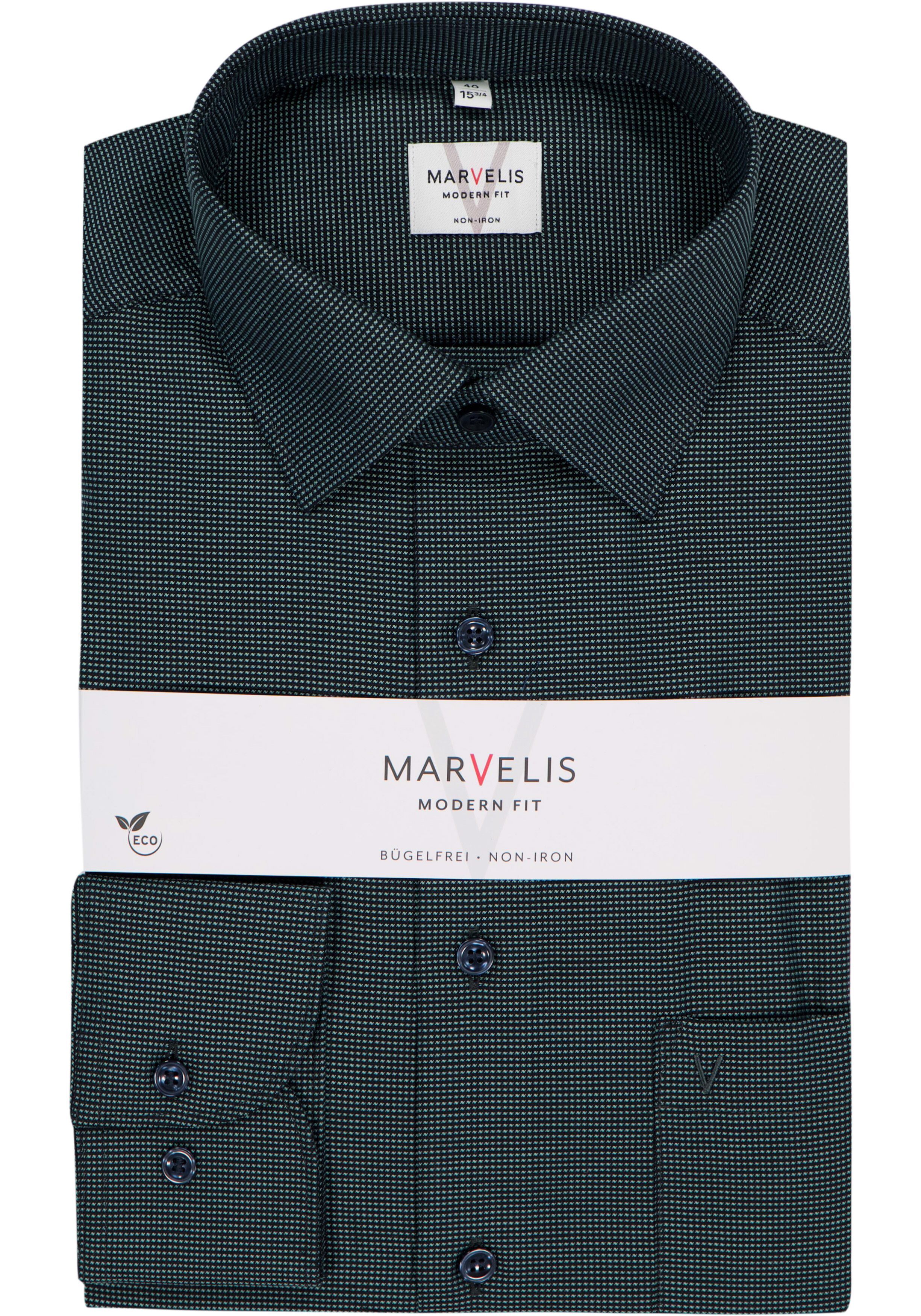 MARVELIS modern fit overhemd, structuur, groen