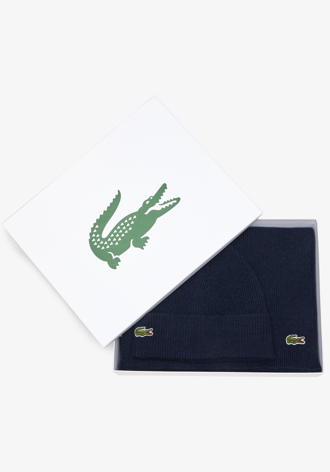 Lacoste muts en sjaal wol, unisex gebreide muts en sjaal, donkerblauw Lacoste muts en sjaal wol, unisex gebreide muts en sjaal, donkerblauw