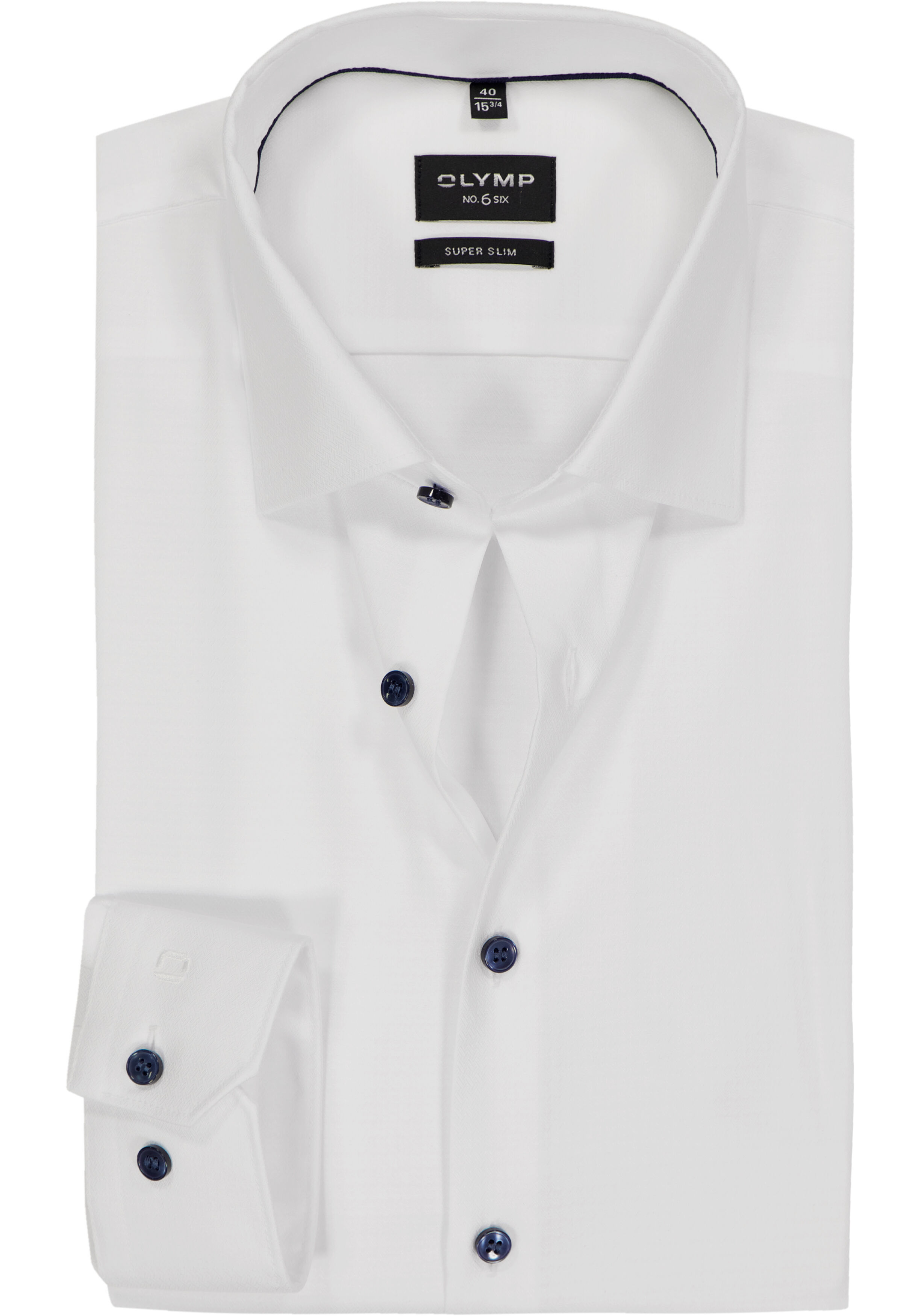 OLYMP No. 6 Six super slim fit overhemd, structuur, wit