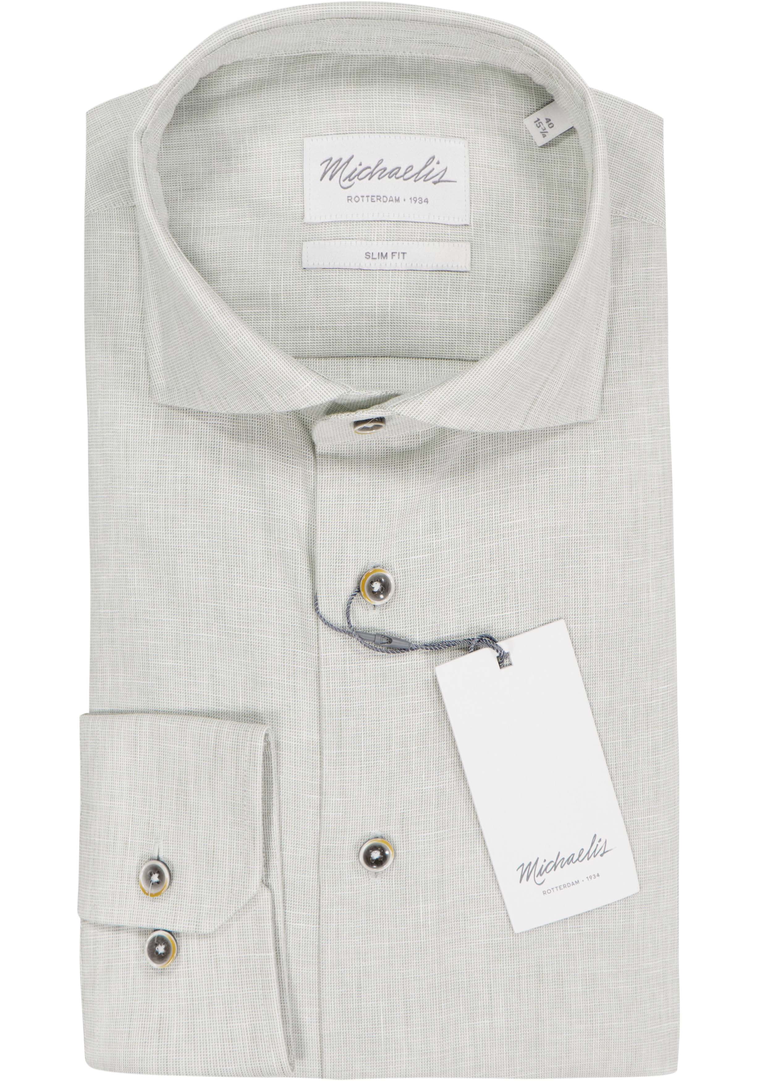 Michaelis slim fit heren overhemd, structuur, groen