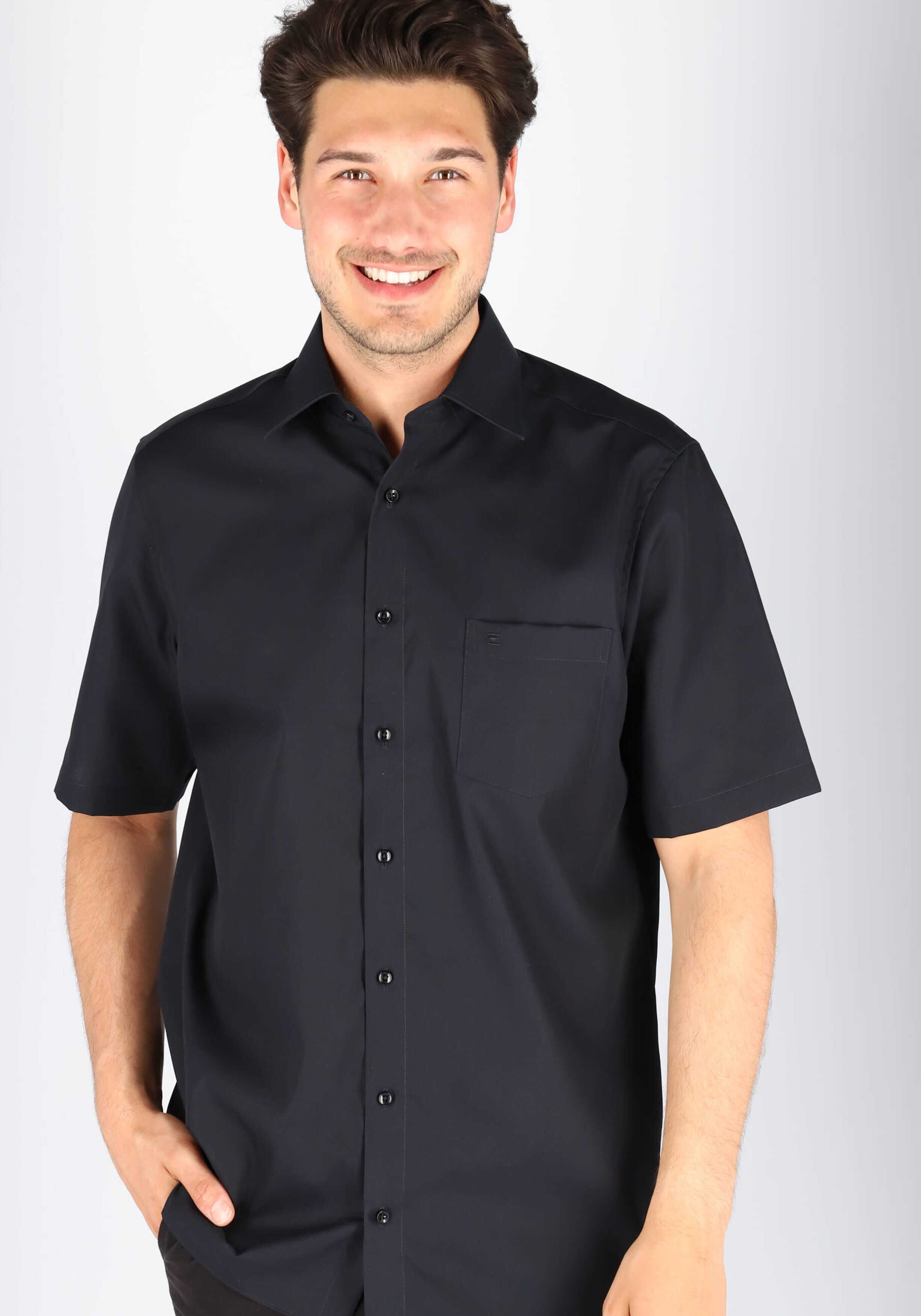 CASA MODA comfort fit overhemd, korte mouw, zwart 