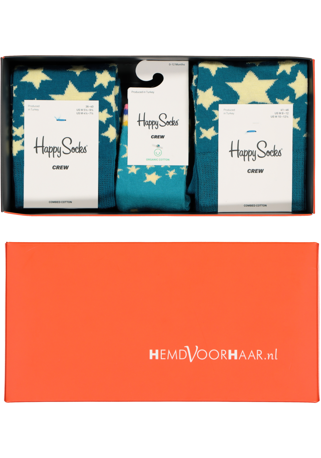 familie_set_22-3001_-_extra Happy Socks cadeauset, 3-pack Baby's eerste sterren (family pakket)