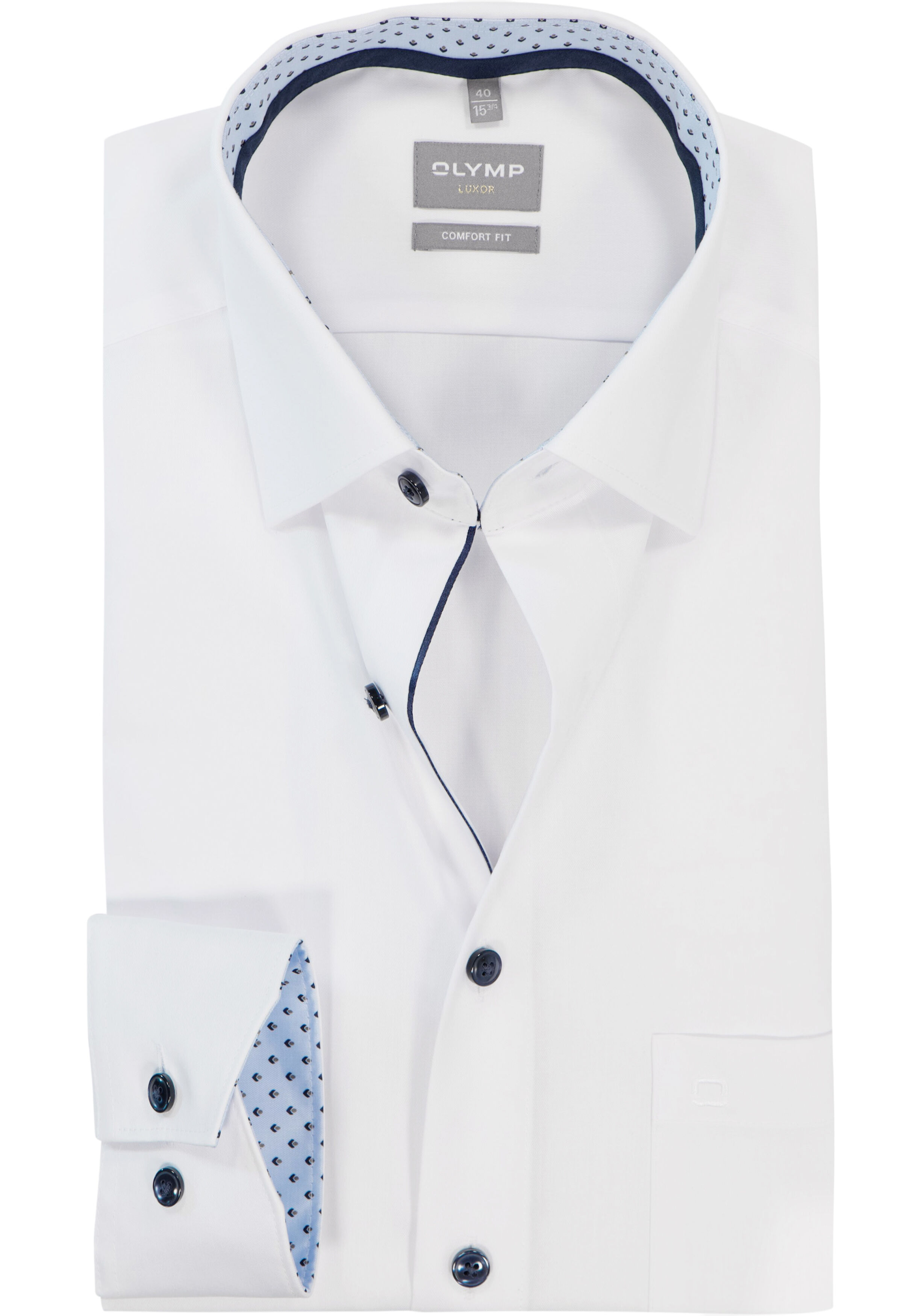 OLYMP Luxor comfort fit overhemd, mouwlengte 7, twill, wit