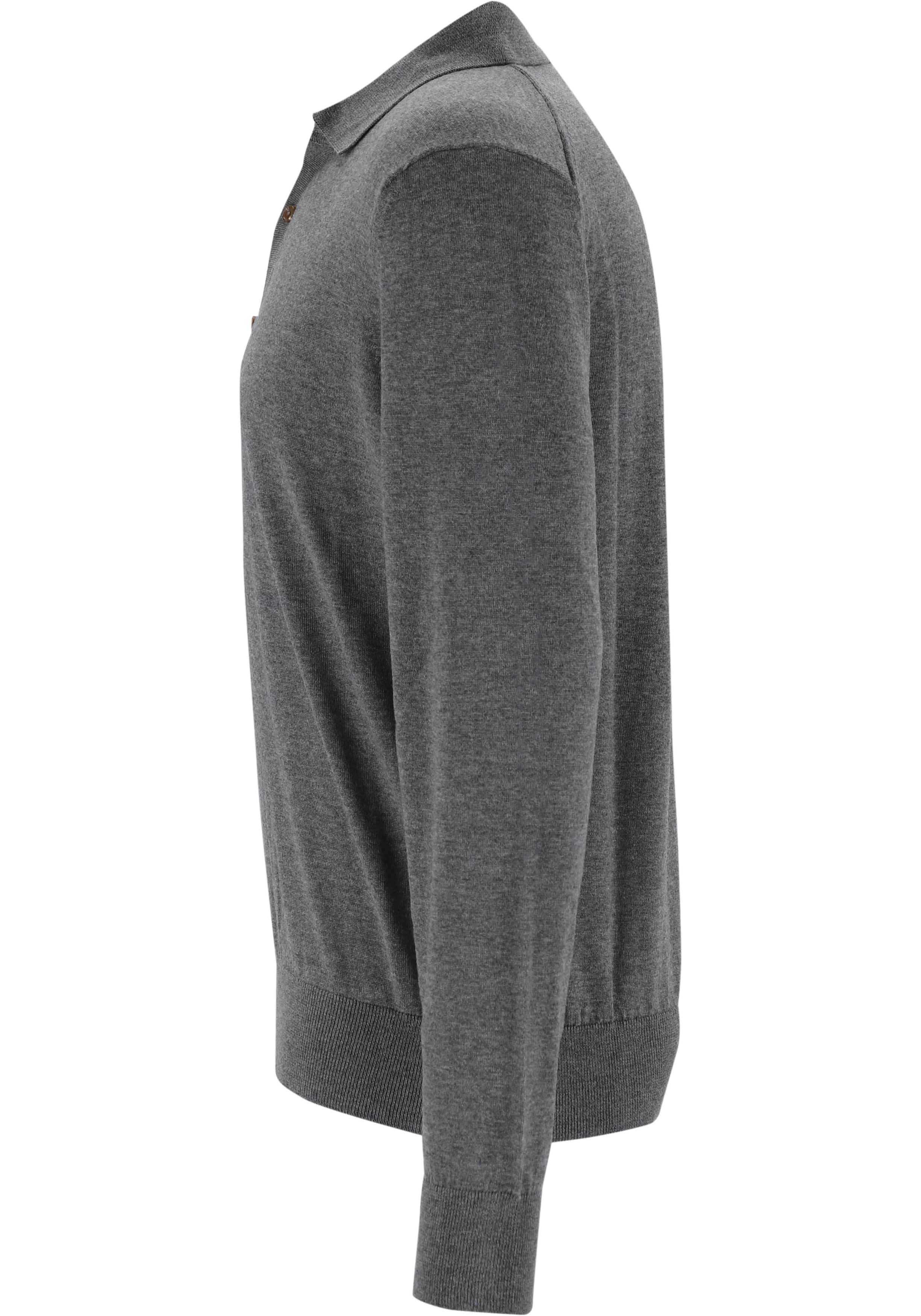 BOSS Lancione regular fit trui wol, heren trui middeldik gebreide polo, middengrijs