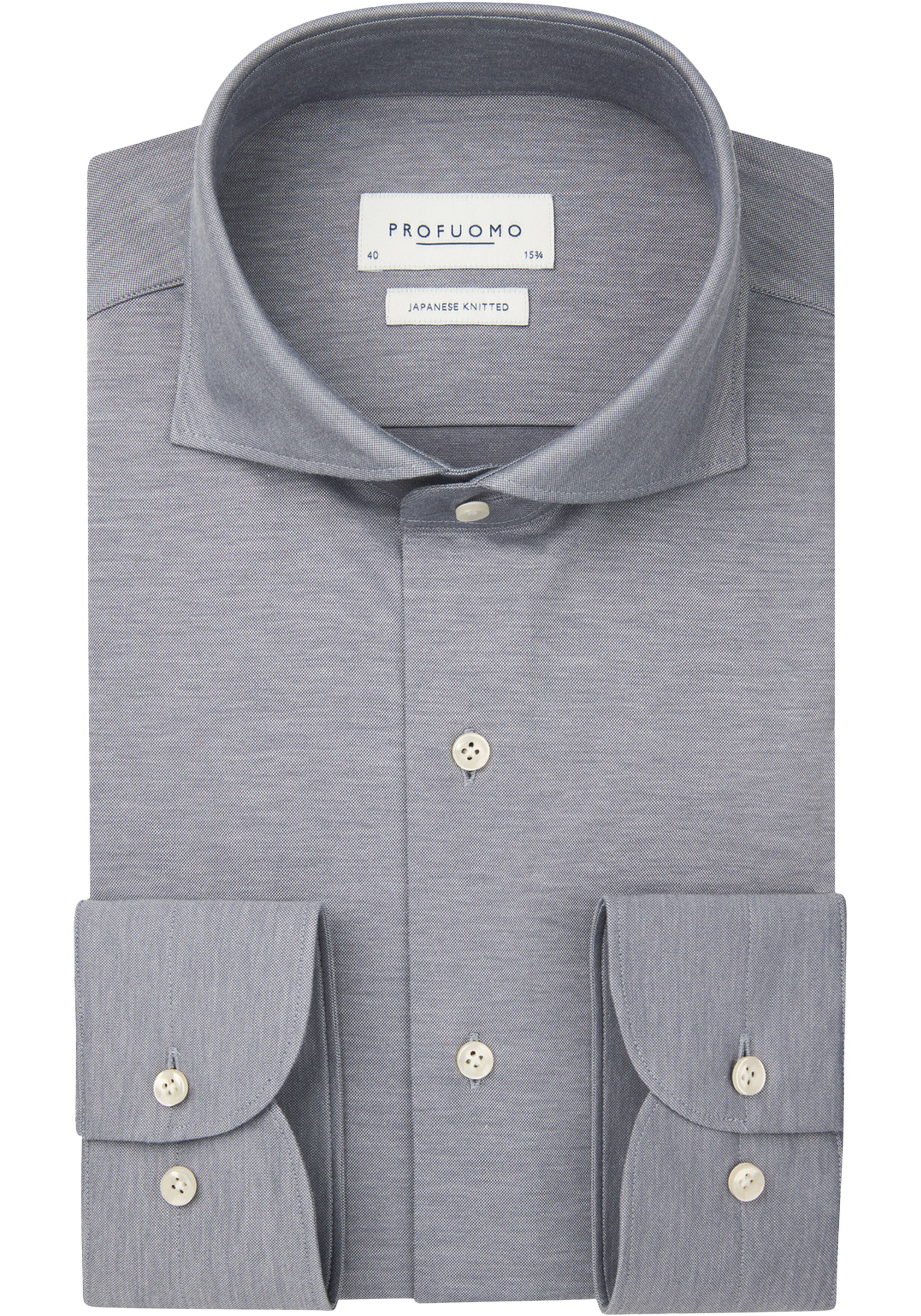 Profuomo slim fit heren overhemd, jersey, jeansblauw