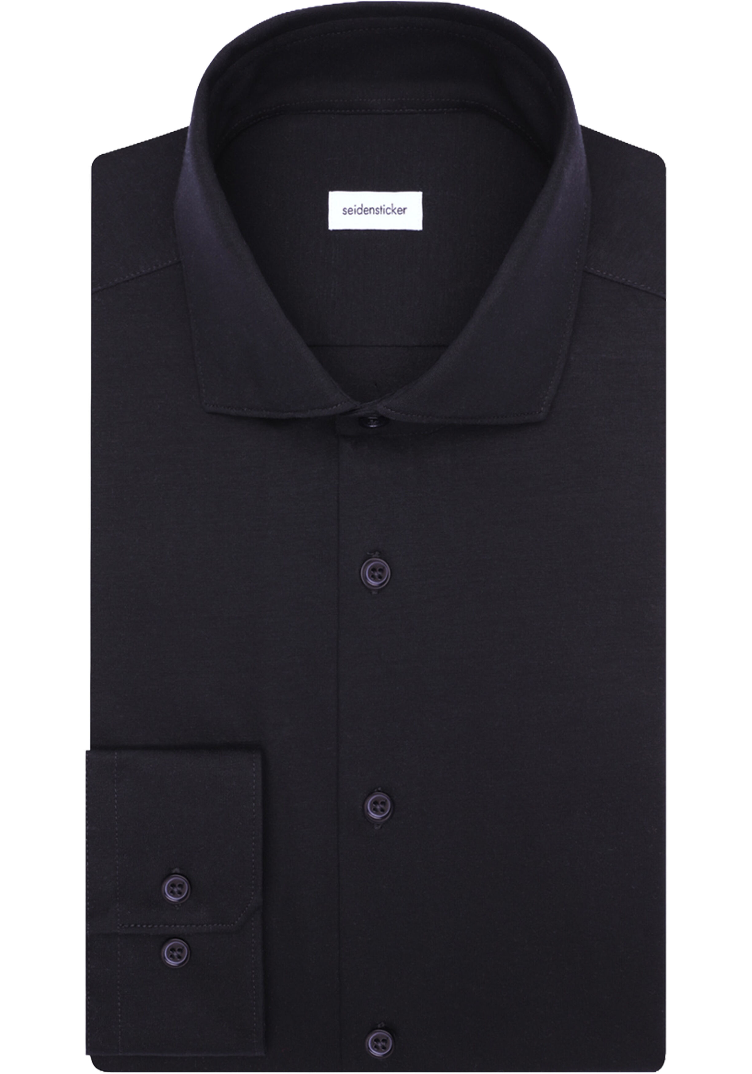 Seidensticker slim fit overhemd, jersey, zwart