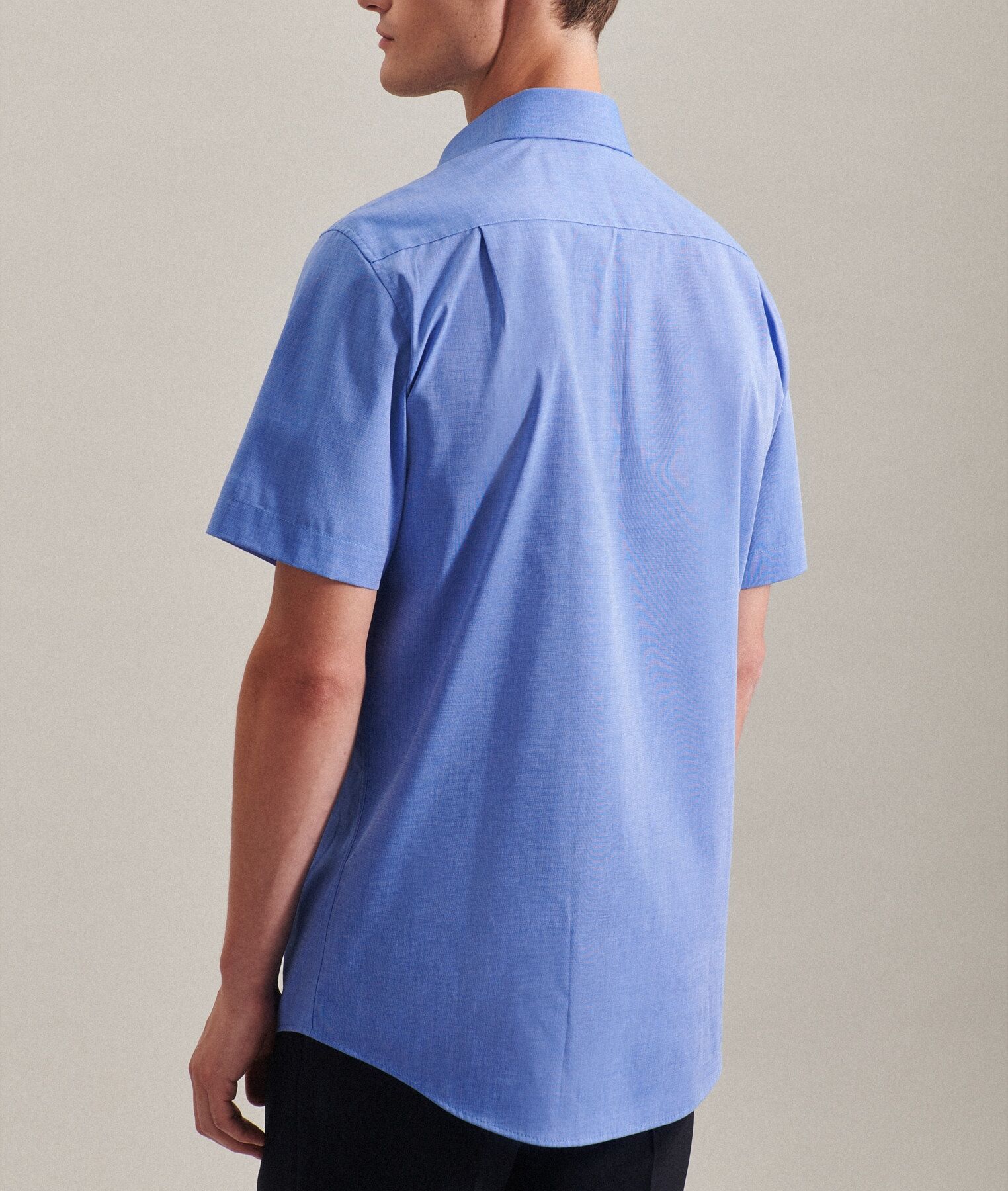 Seidensticker regular fit overhemd, korte mouw, popeline, blauw