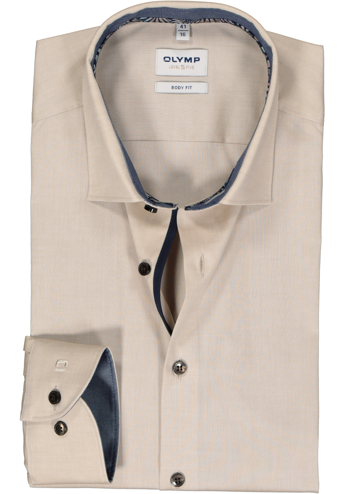 1-4066425669686_olymp-overhemd_HR OLYMP Level 5 body fit overhemd, popeline, beige