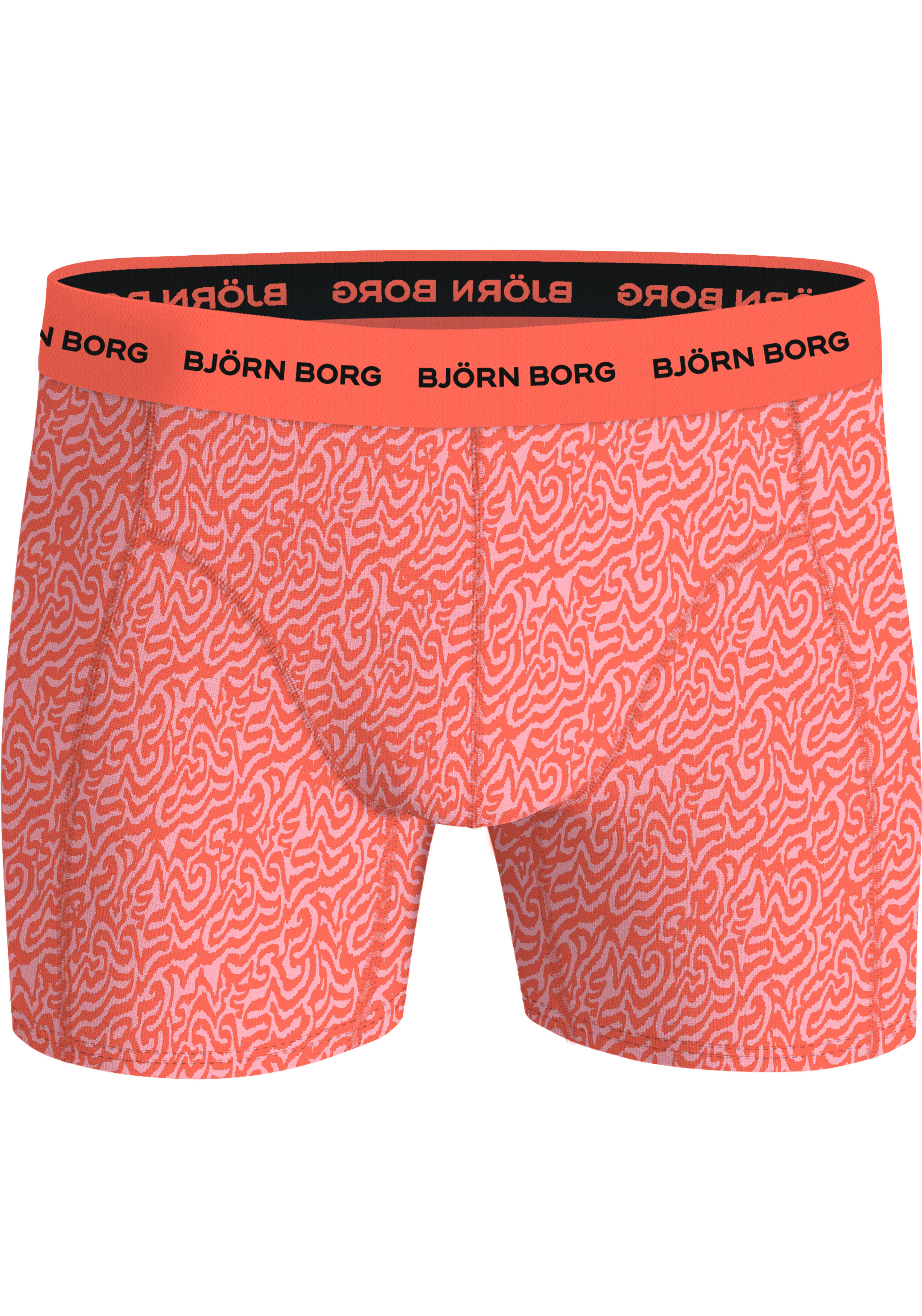 Bjorn Borg Cotton Stretch boxers, heren boxers normale lengte (3-pack), zwart, oranje dessin en donkerblauw