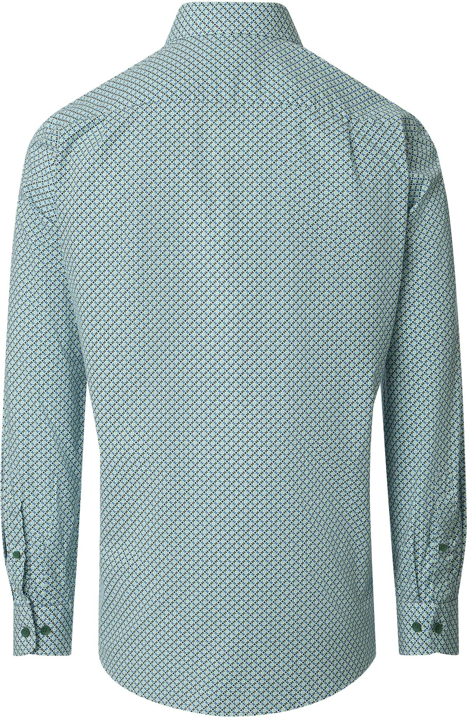Redmond comfort fit overhemd, popeline, wit, groen, blauw dessin