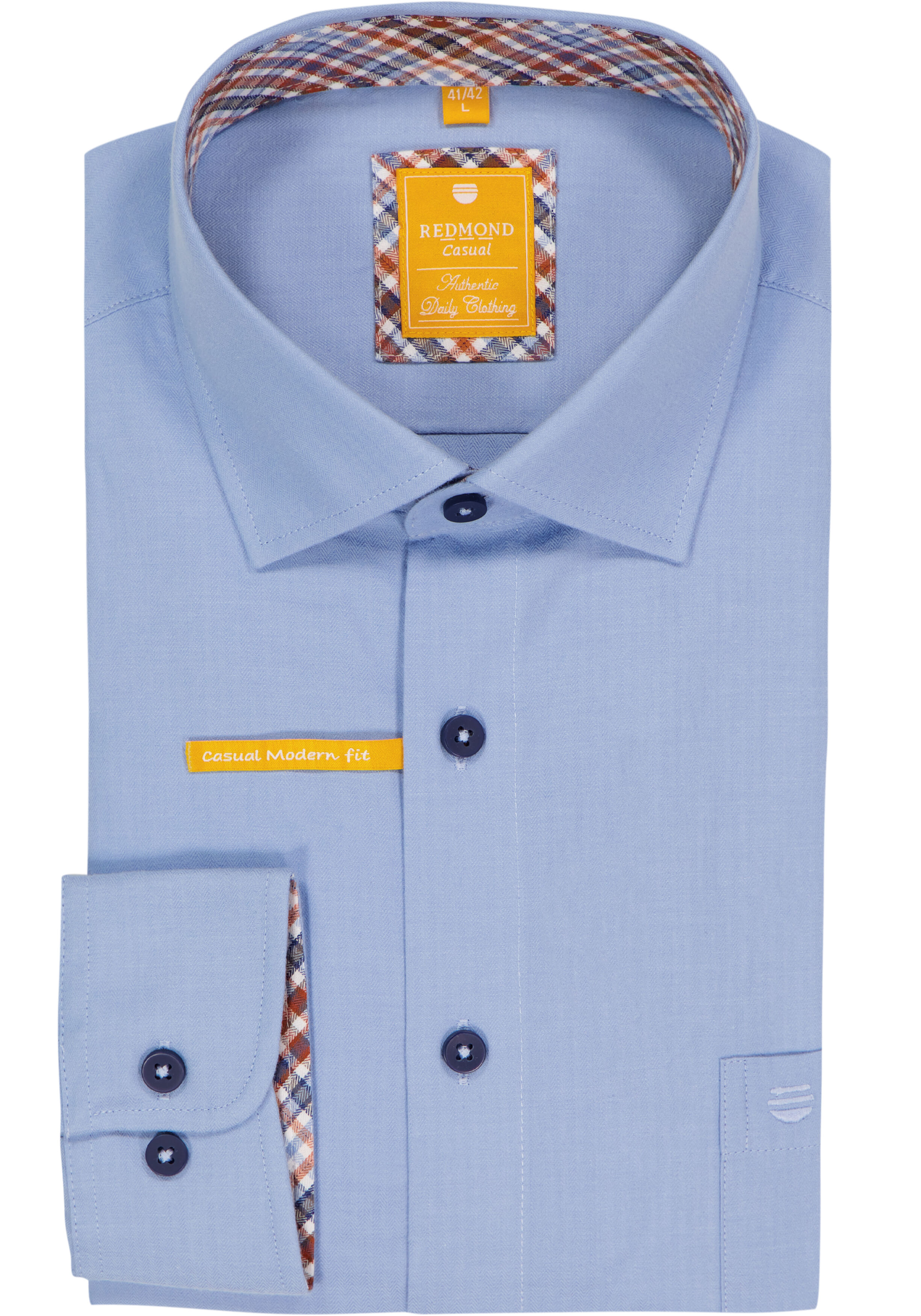 Redmond modern fit overhemd, twill, jeansblauw