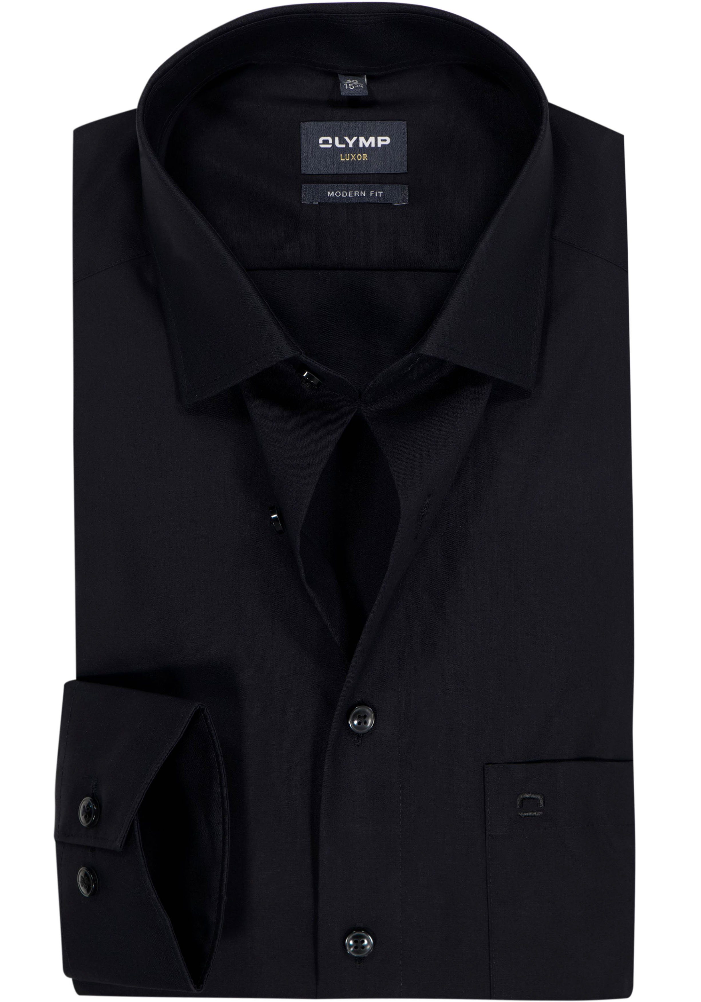 OLYMP Luxor modern fit overhemd, zwart