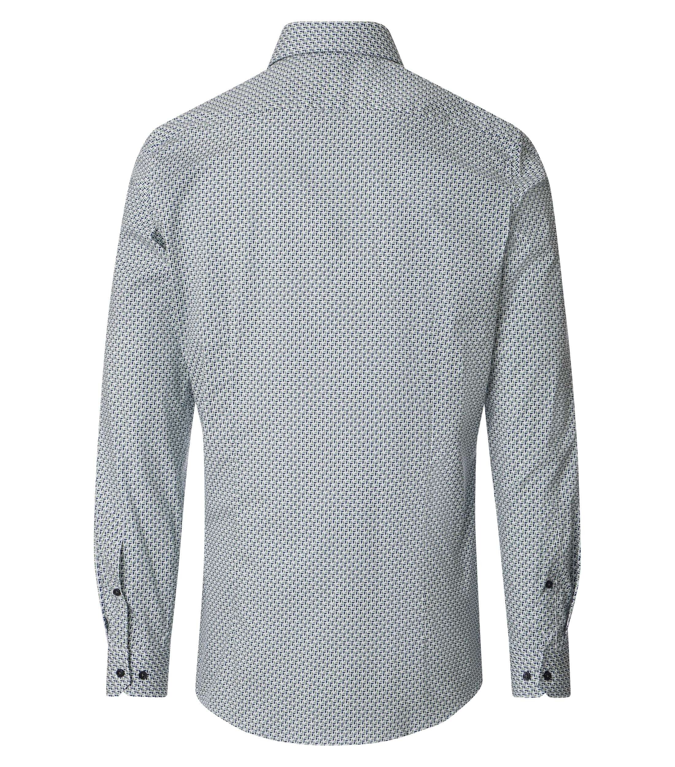 VENTI body fit overhemd, popeline, wit, blauw, groen dessin