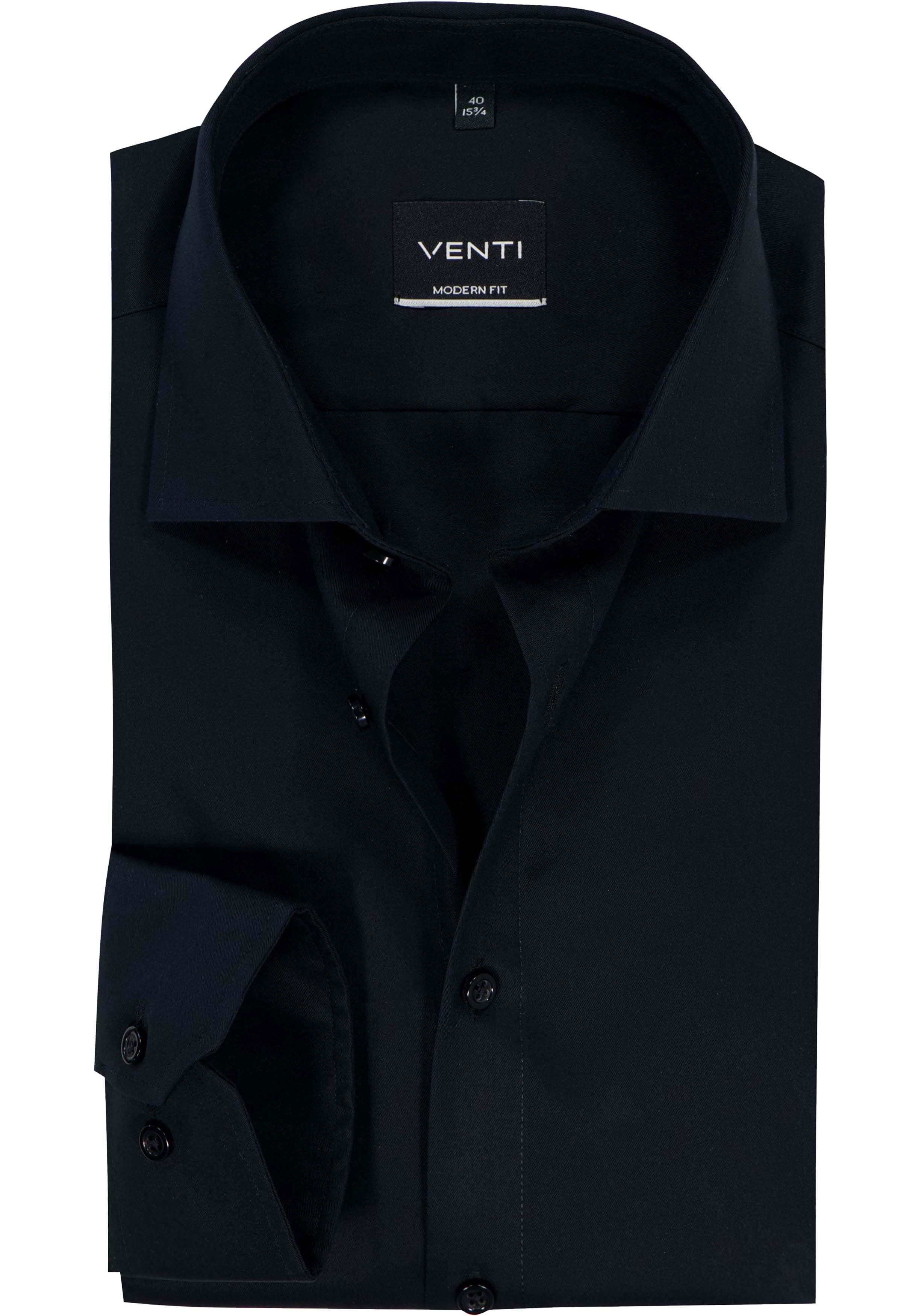 VENTI modern fit overhemd, mouwlengte 72 cm, twill, zwart