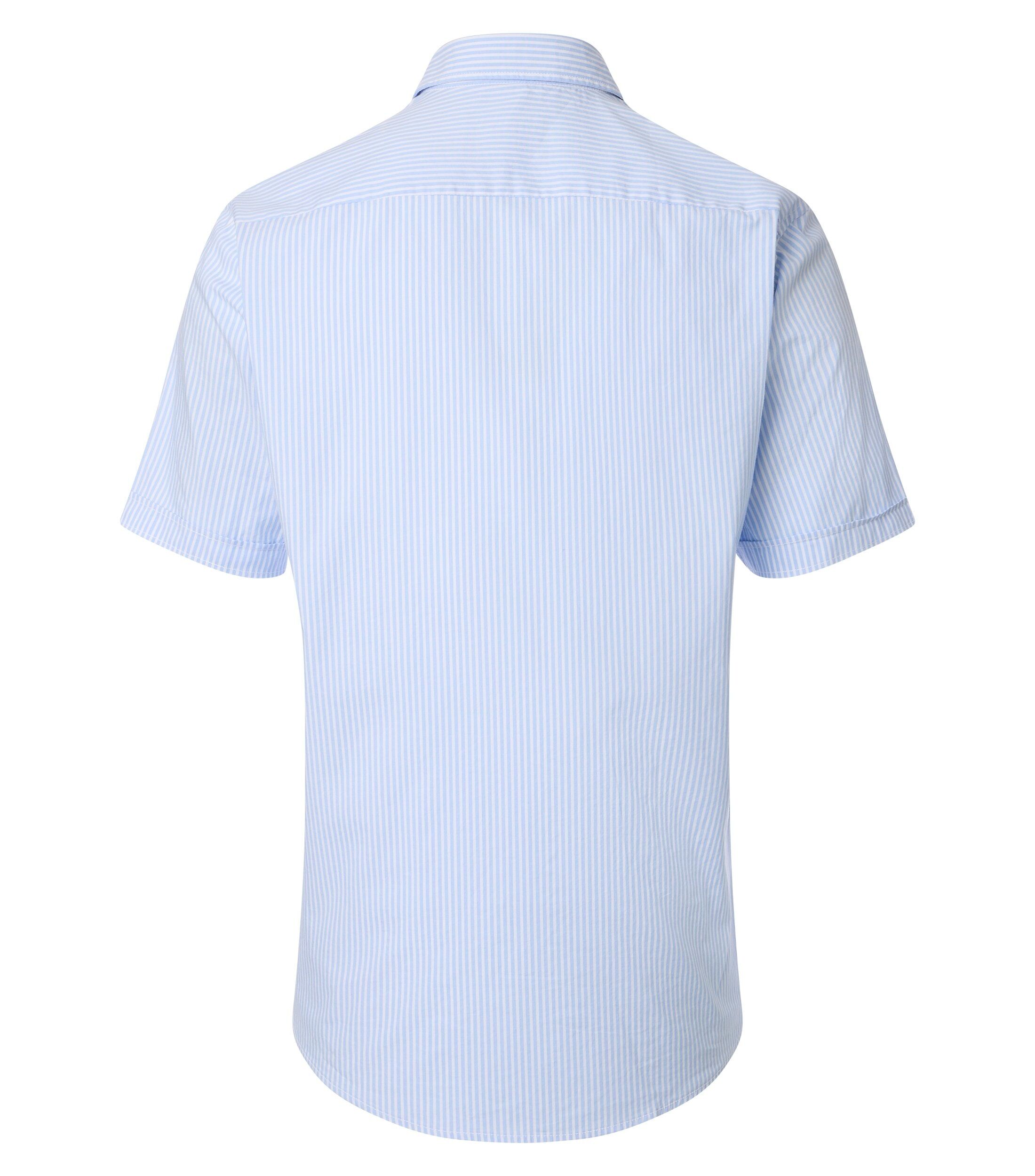 CASA MODA Sport casual fit overhemd, korte mouw, Oxford, lichtblauw gestreept