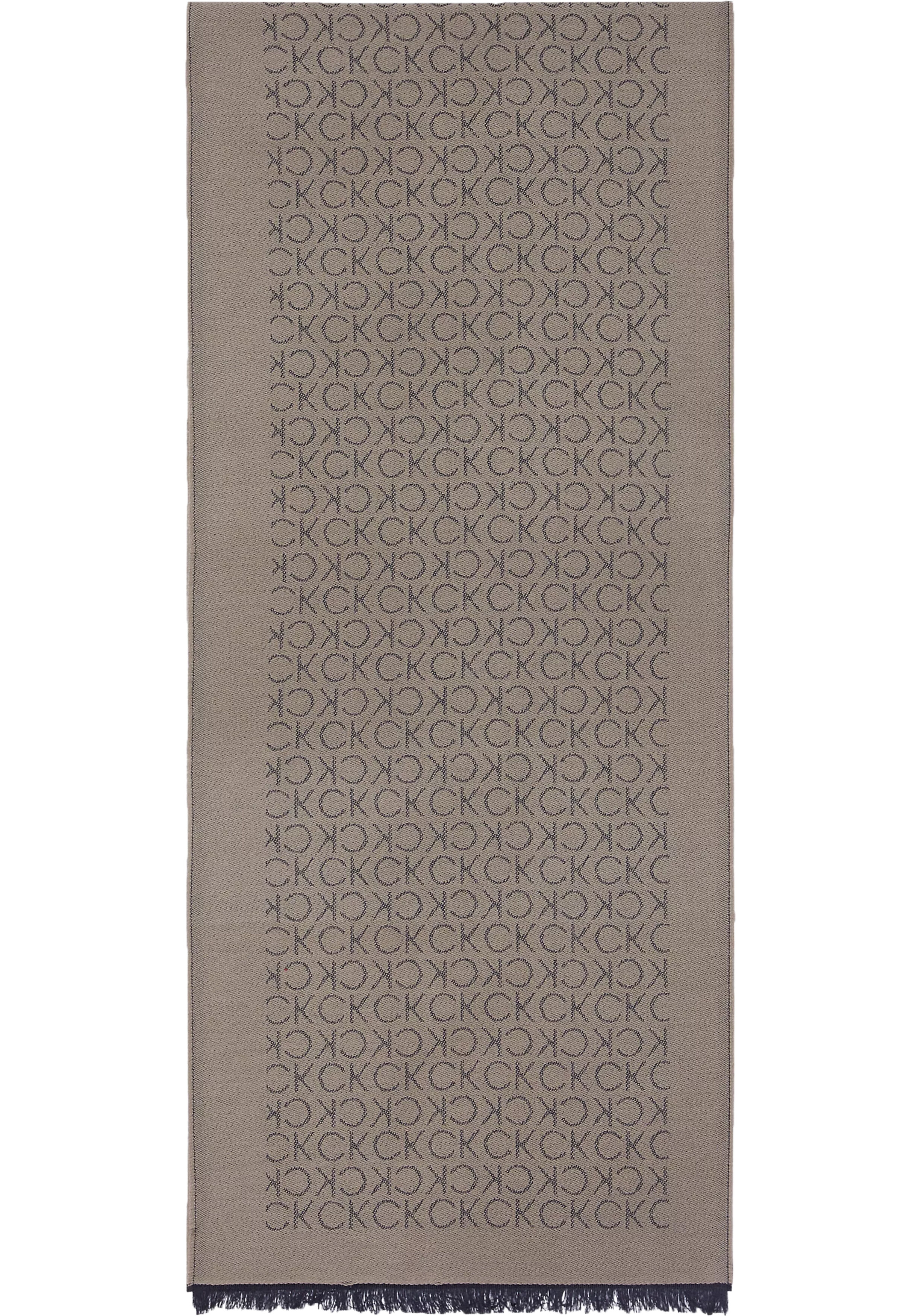 Calvin Klein sjaal, monogram woven scarf, beige met ingeweven logo