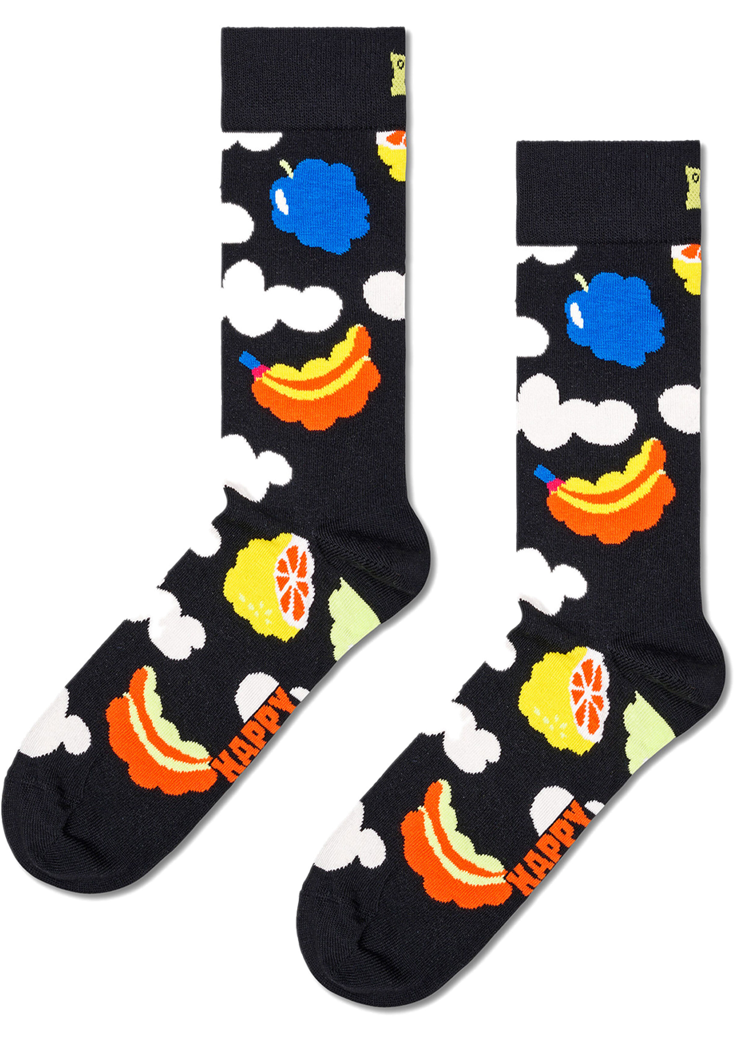 Happy Socks Cloudy Fruit Sock, unisex sokken, zwart