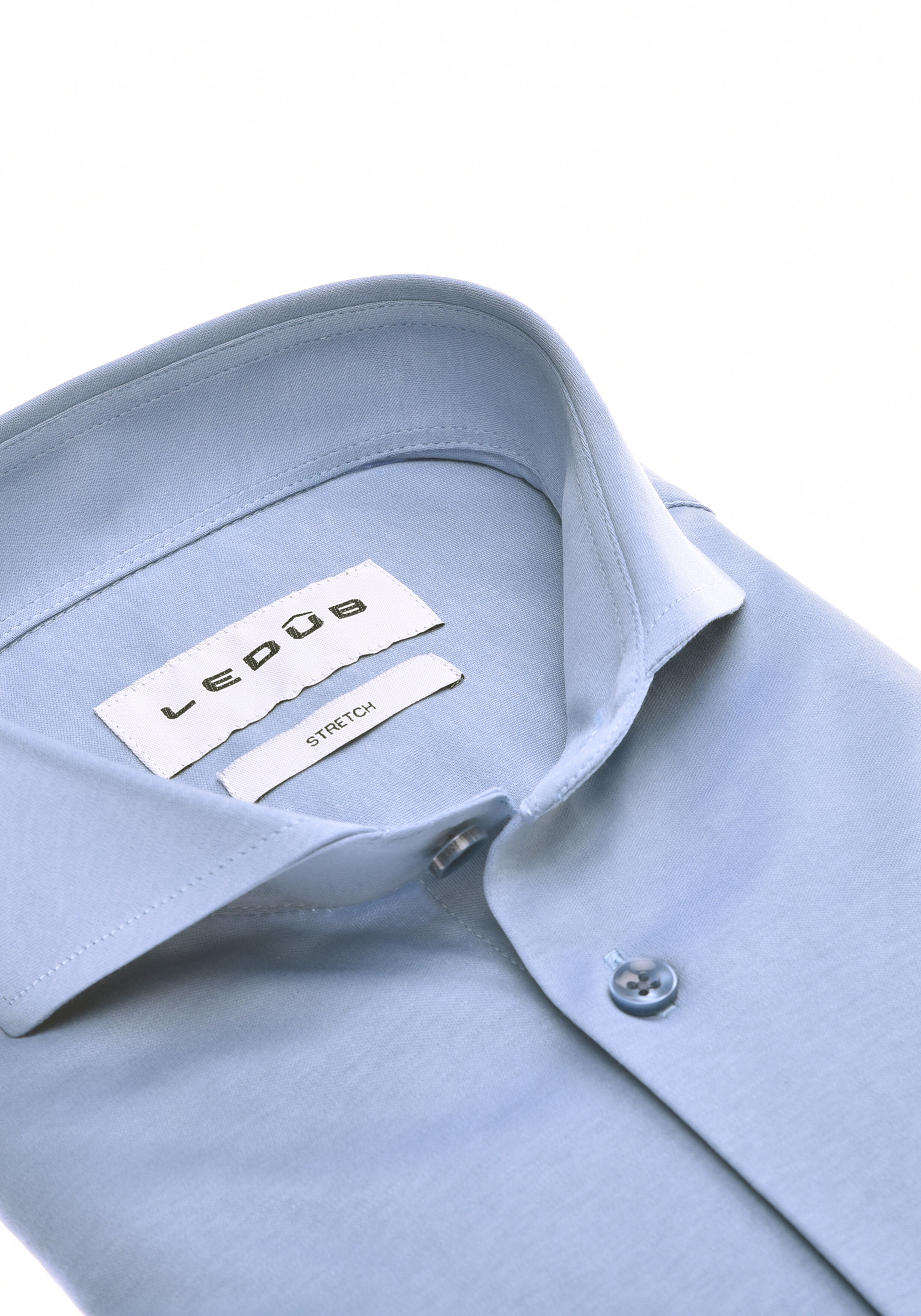 Ledub slim fit overhemd, jersey, middenblauw