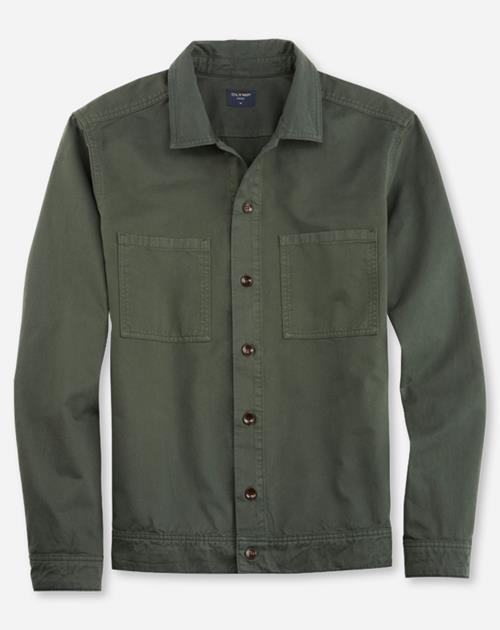OLYMP Casual modern fit overhemd, twill, grijsgroen