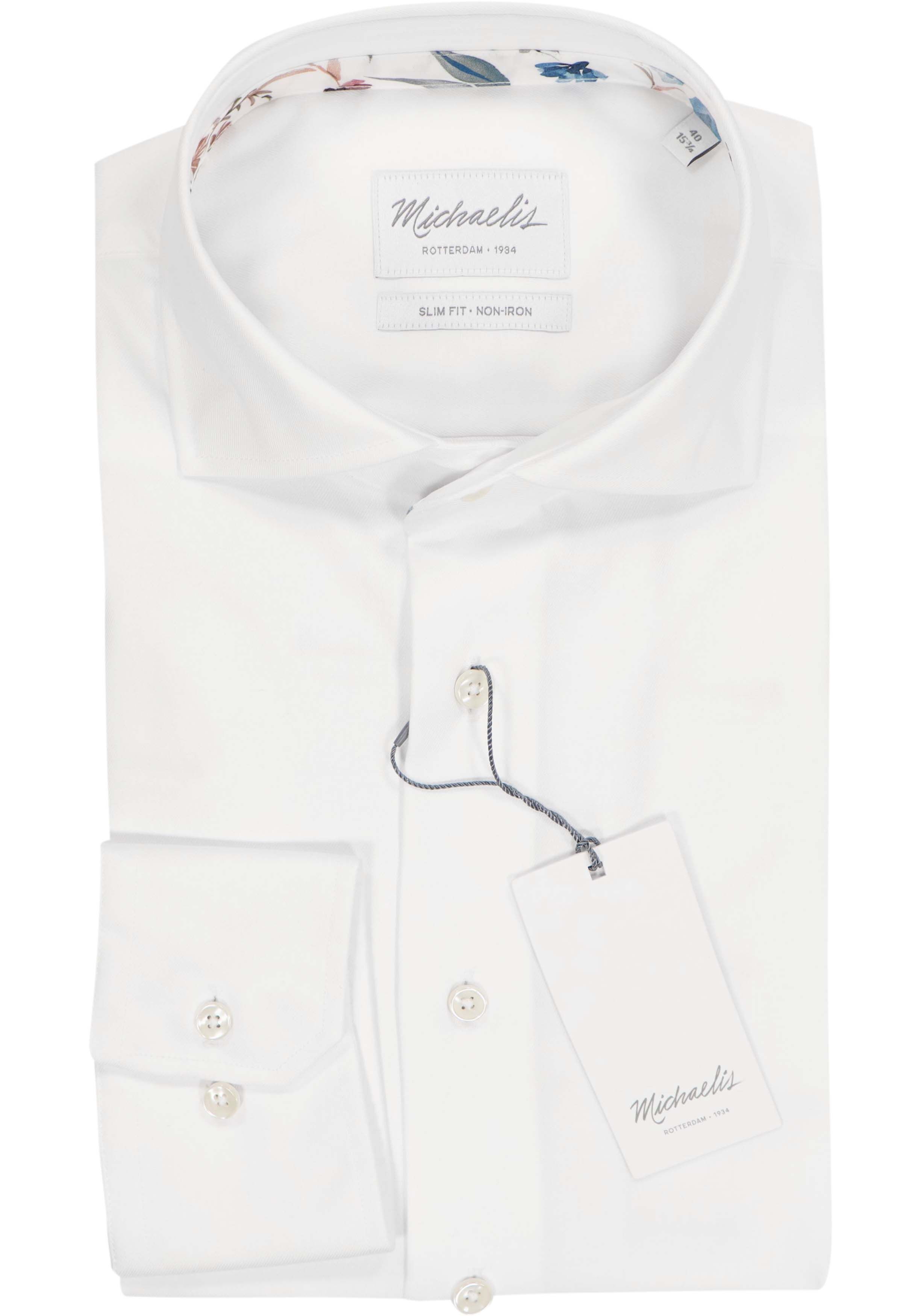 Michaelis slim fit heren overhemd, twill, wit
