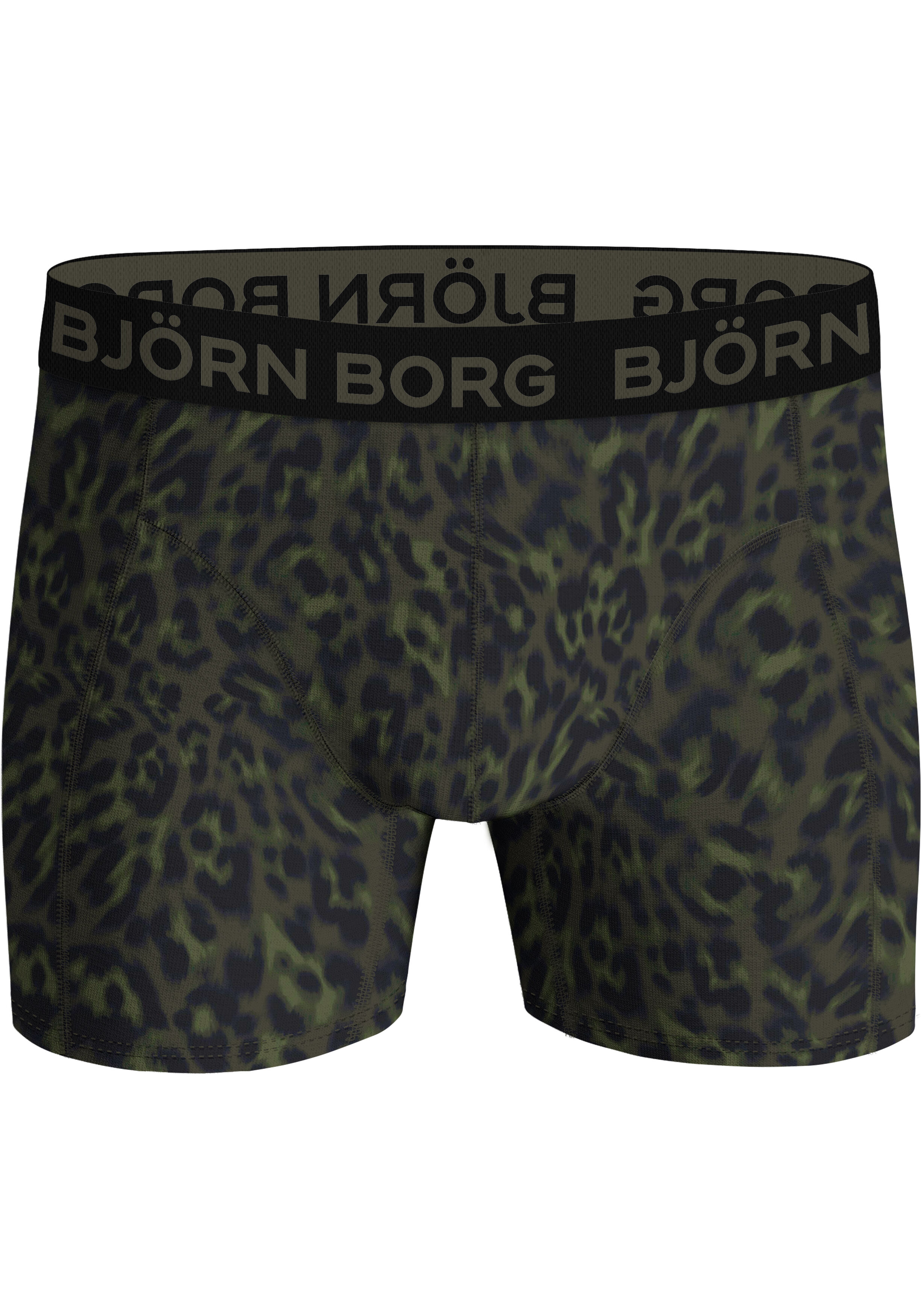 Bjorn Borg Cotton Stretch boxers, heren boxers normale lengte (7-pack), zwart, blauw, groen, koraal en luipaard print