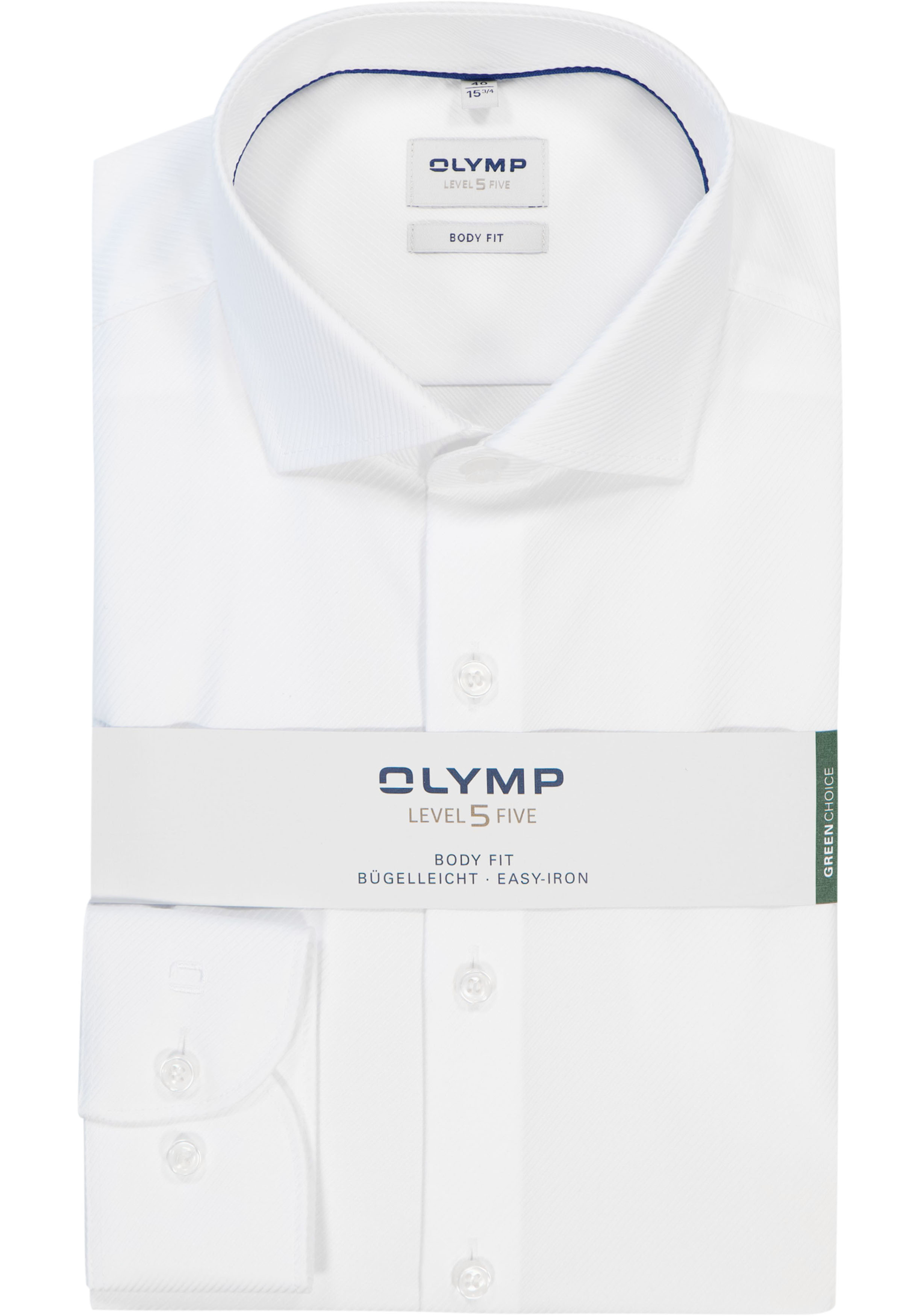 OLYMP Level 5 body fit overhemd, wit diamant twill 