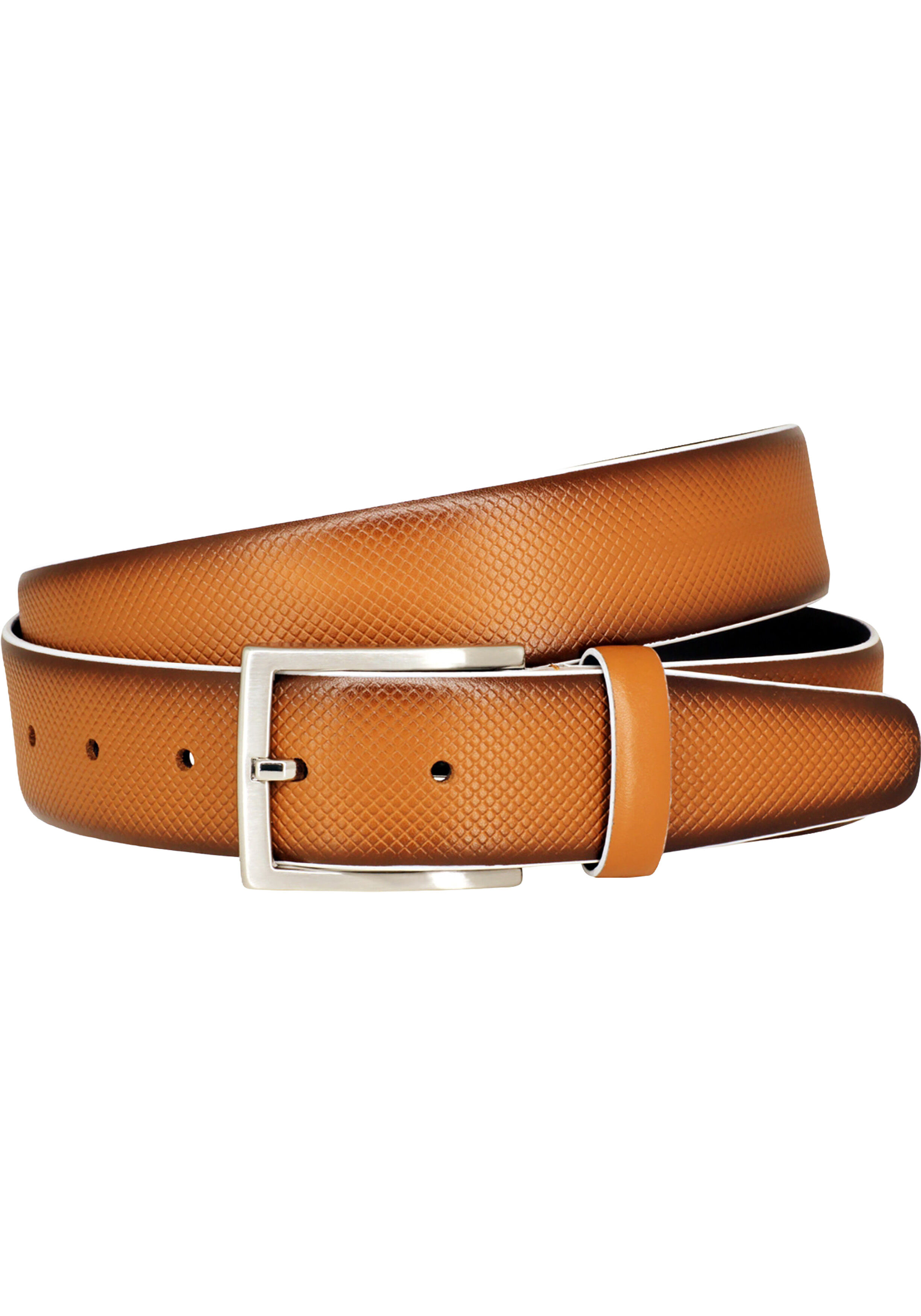 LINDENMANN leren heren riem, cognac