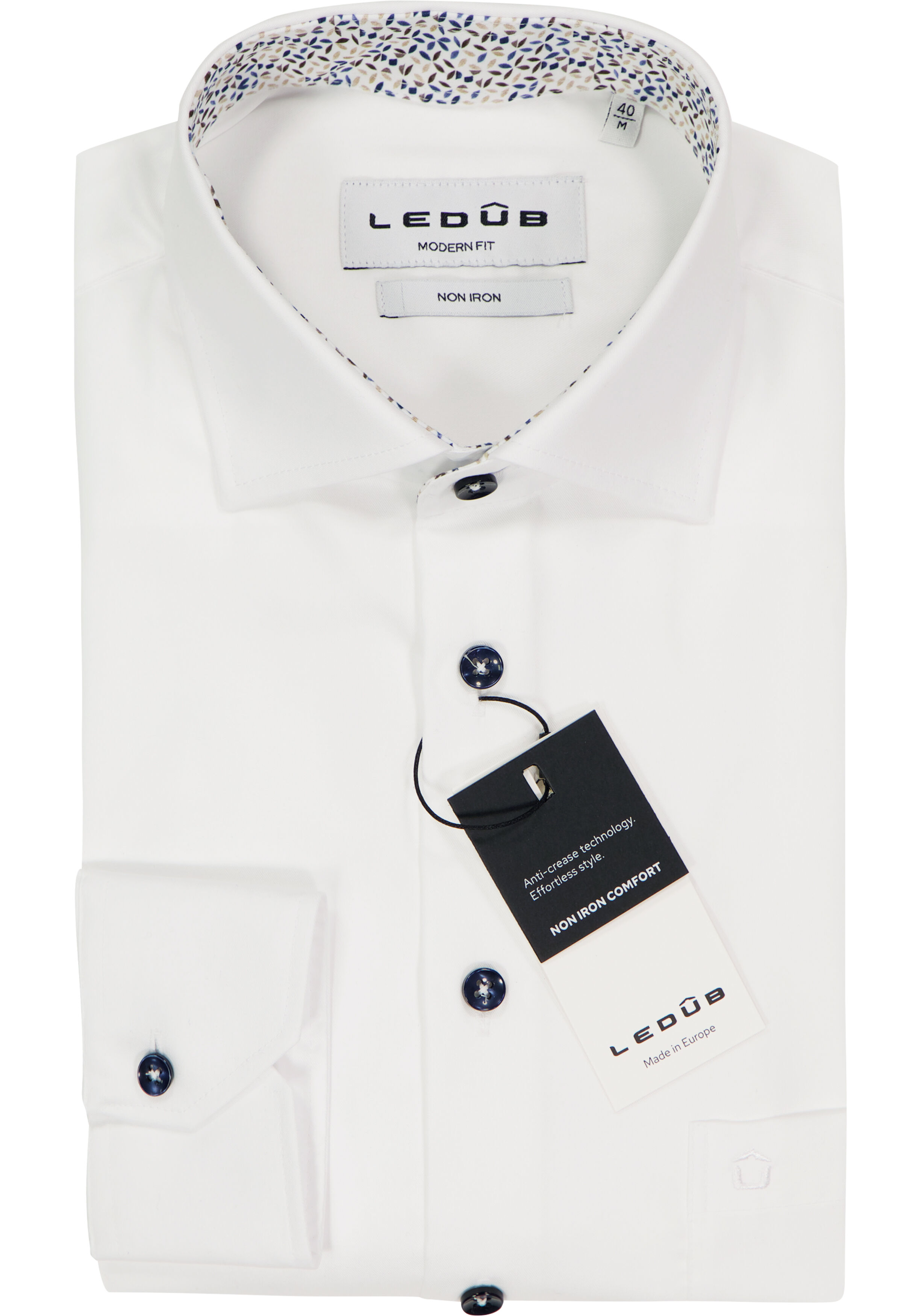 Ledub modern fit overhemd, popeline, wit