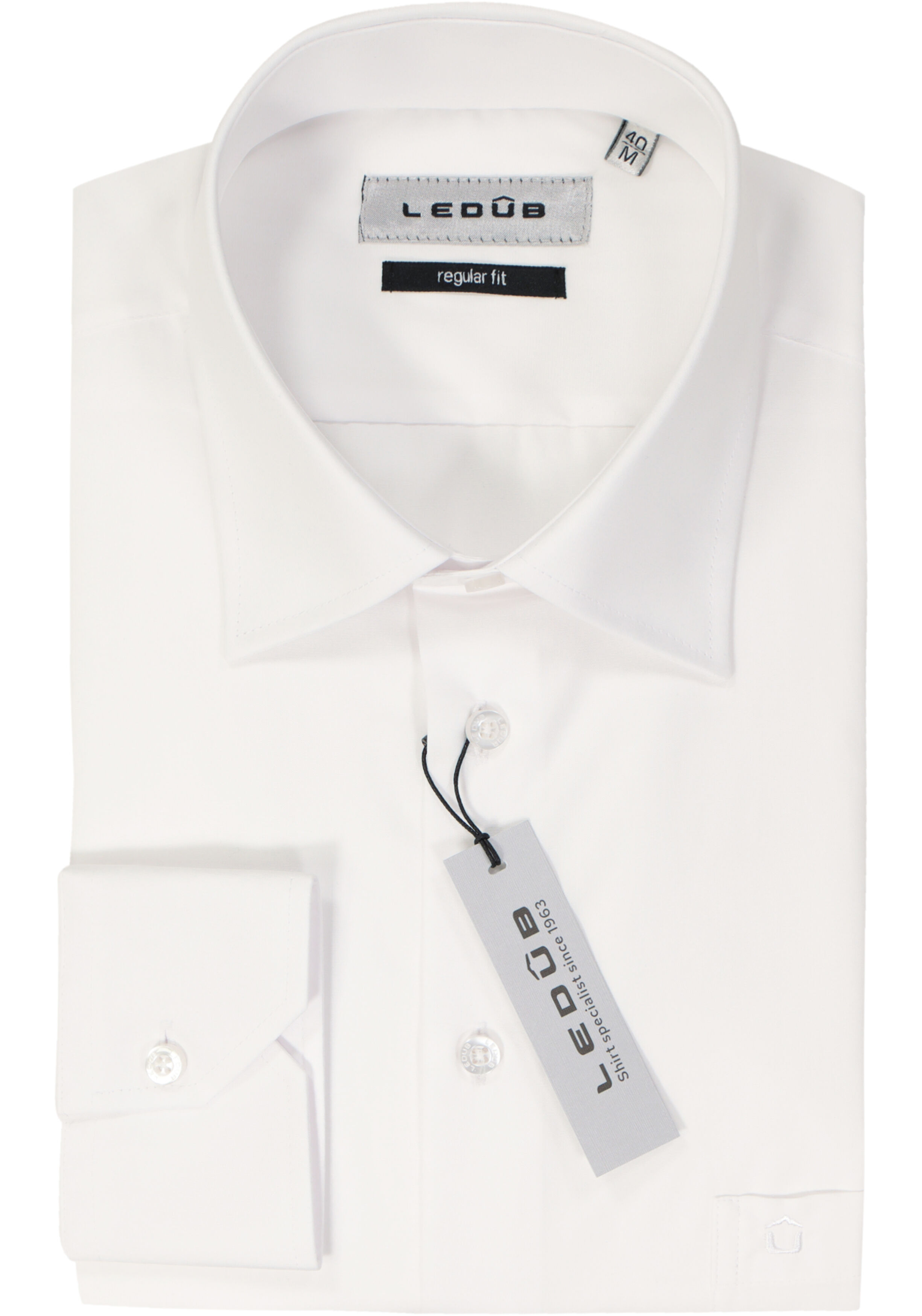 Ledub regular fit overhemd, wit