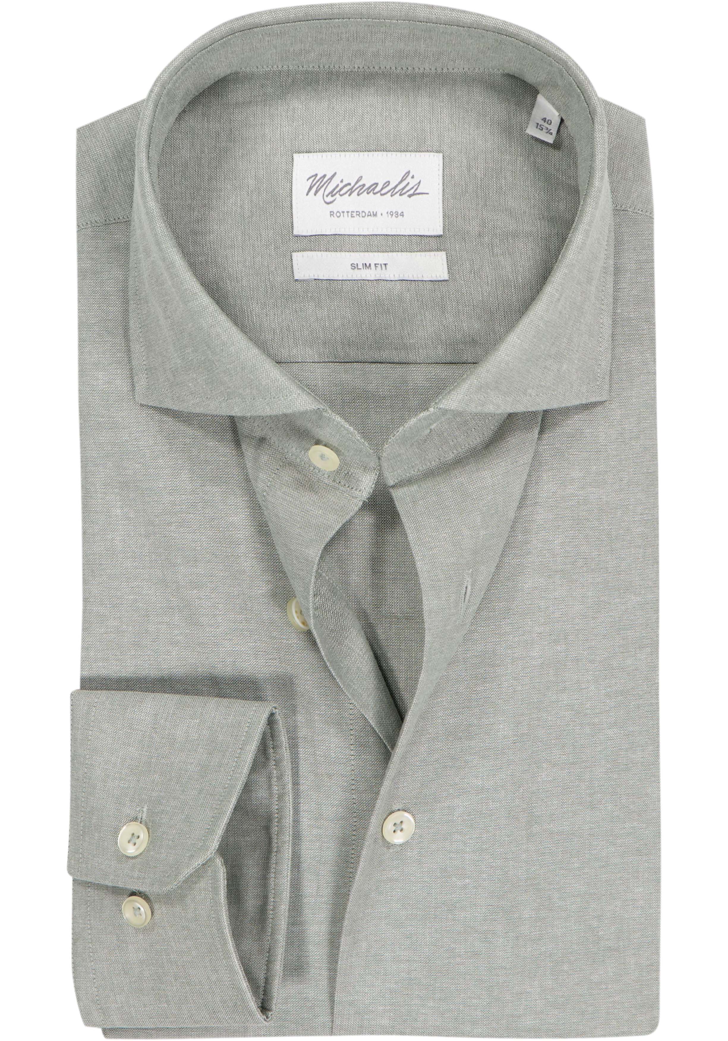 Michaelis slim fit heren overhemd, structuur, groen
