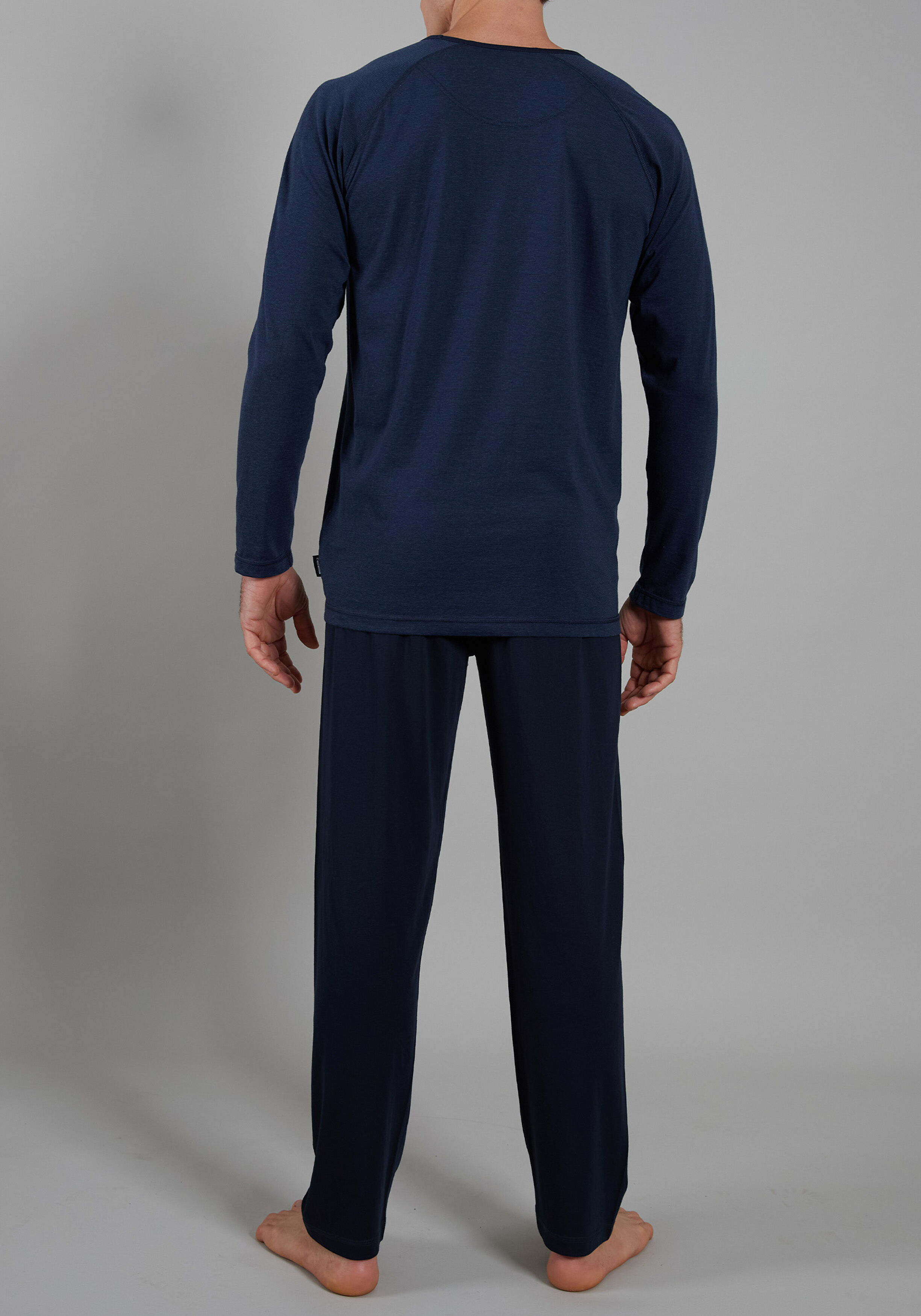Ceceba heren pyjama O-hals, donkerblauw gestreept