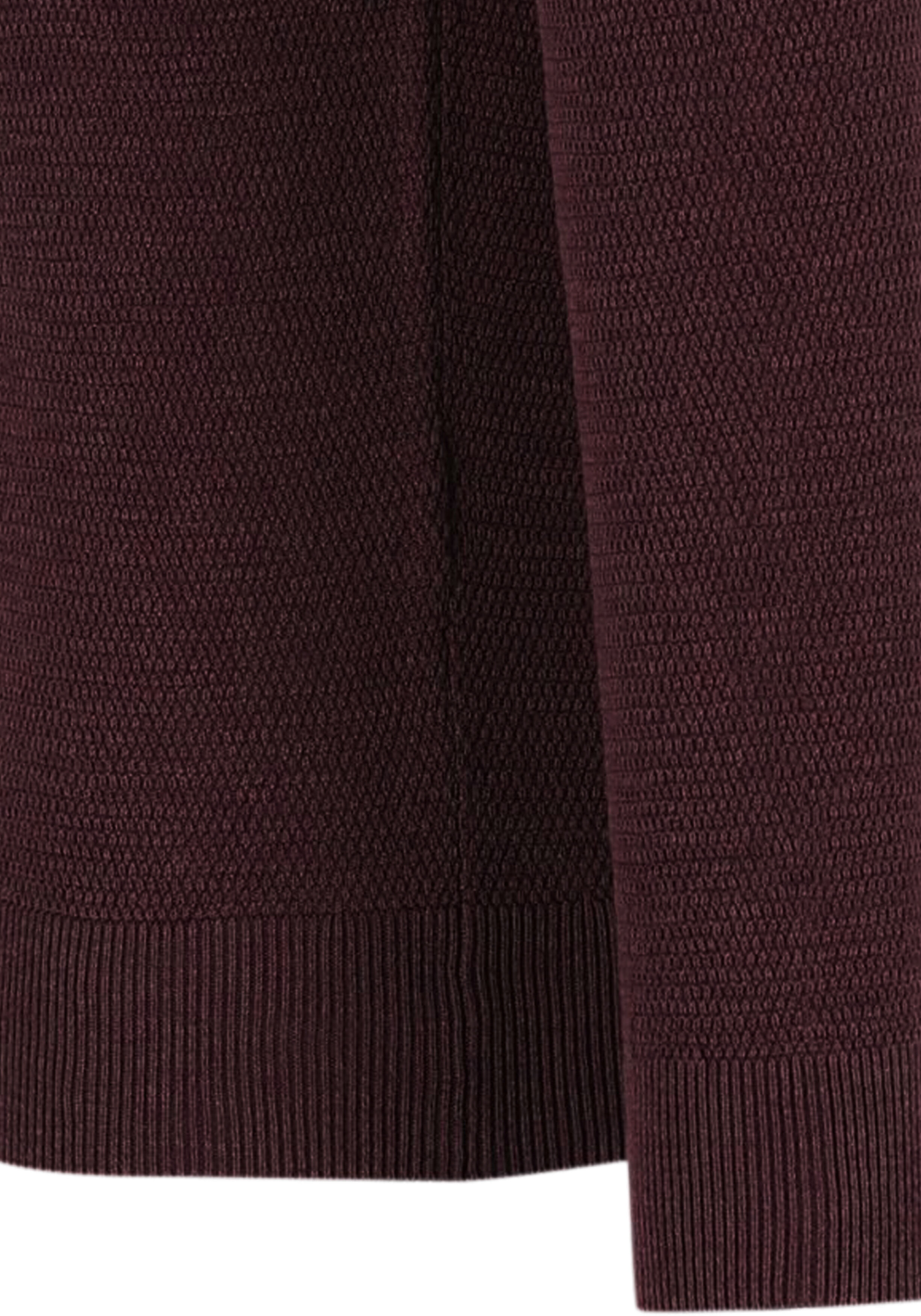 Profuomo heren trui katoen, slim fit trui met korte rits, donkerrood