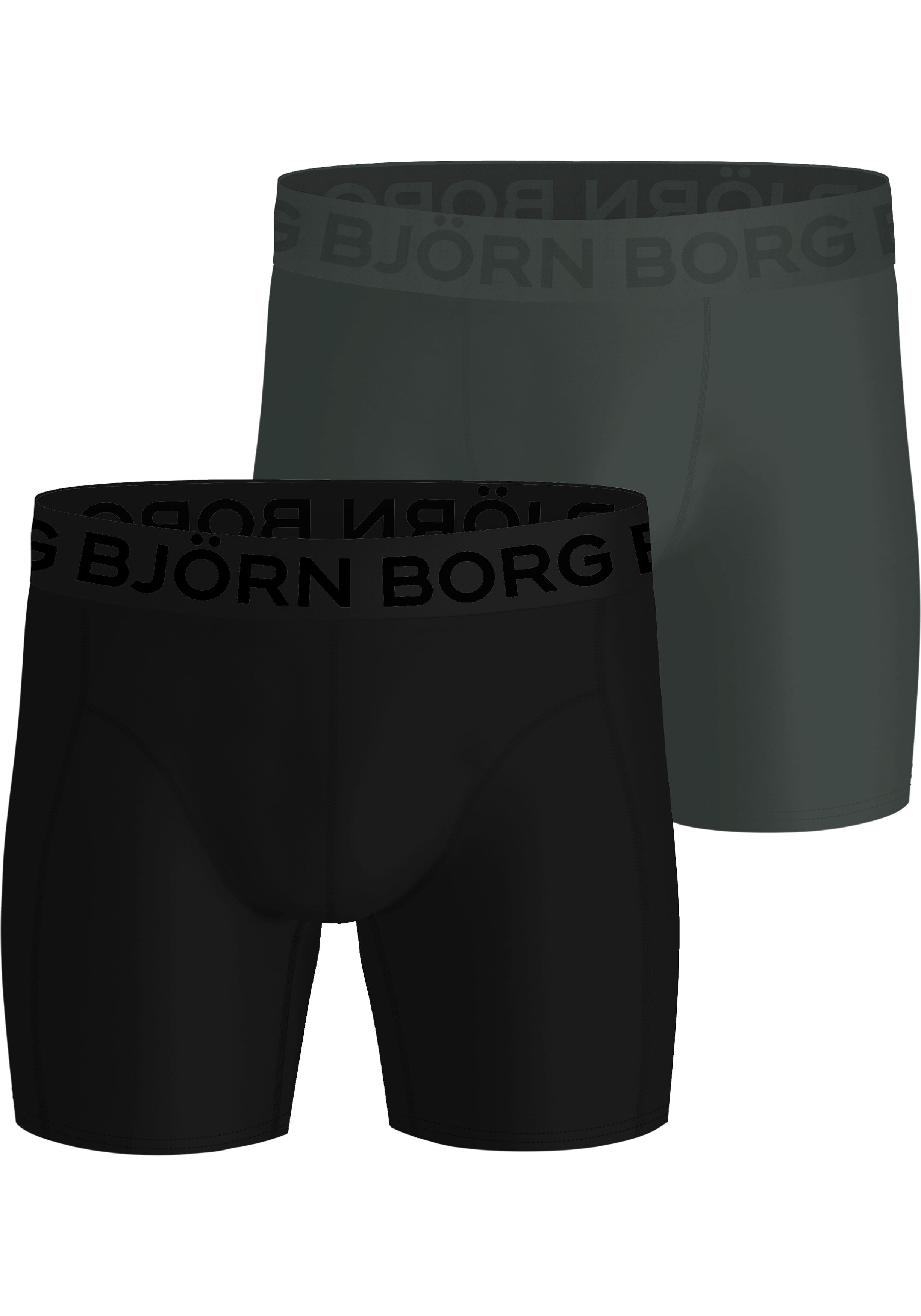 Bjorn Borg Sports Lightweight Boxers, microfiber heren boxers lange pijpen (2-pack), groen, zwart
